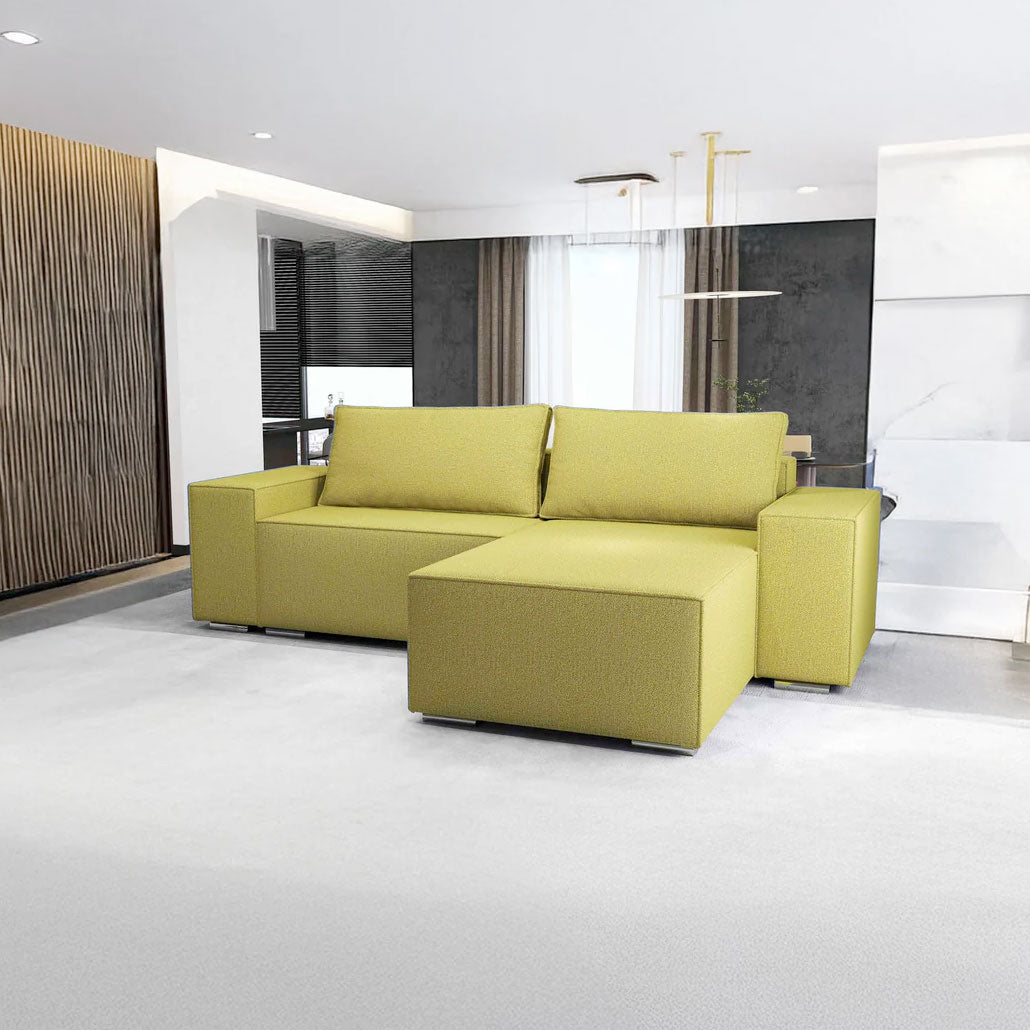 Colțar extensibil dumonde cu ladă de depozitare si sezut confortabil din spuma HR, Dream Enjoy Verde 290x185 cm II Fabrica