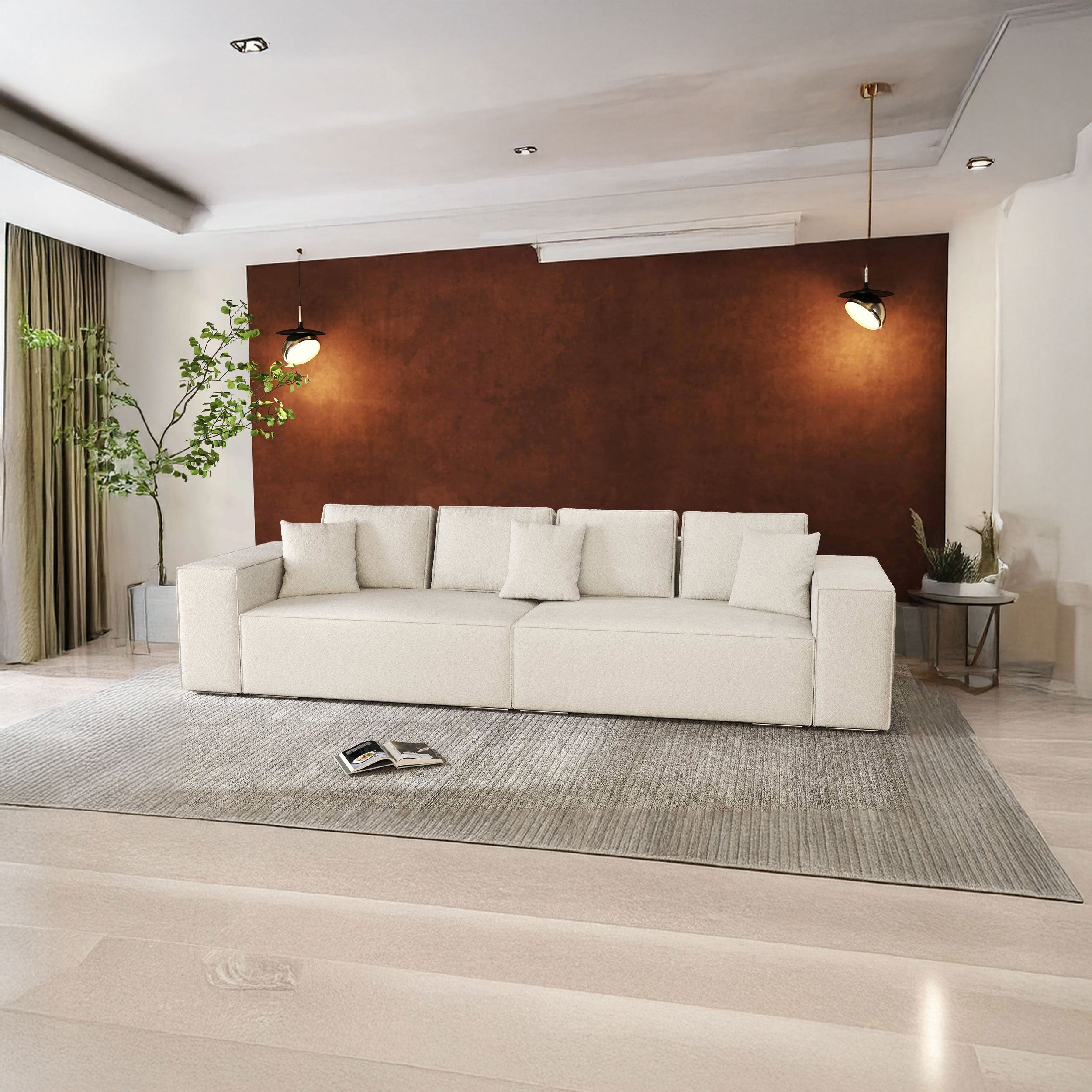 Canapea extensibilă dumonde cu ladă de depozitare si sezut confortabil din spuma HR, Dream Euphoria Ivory 310x100 cm Fabrica