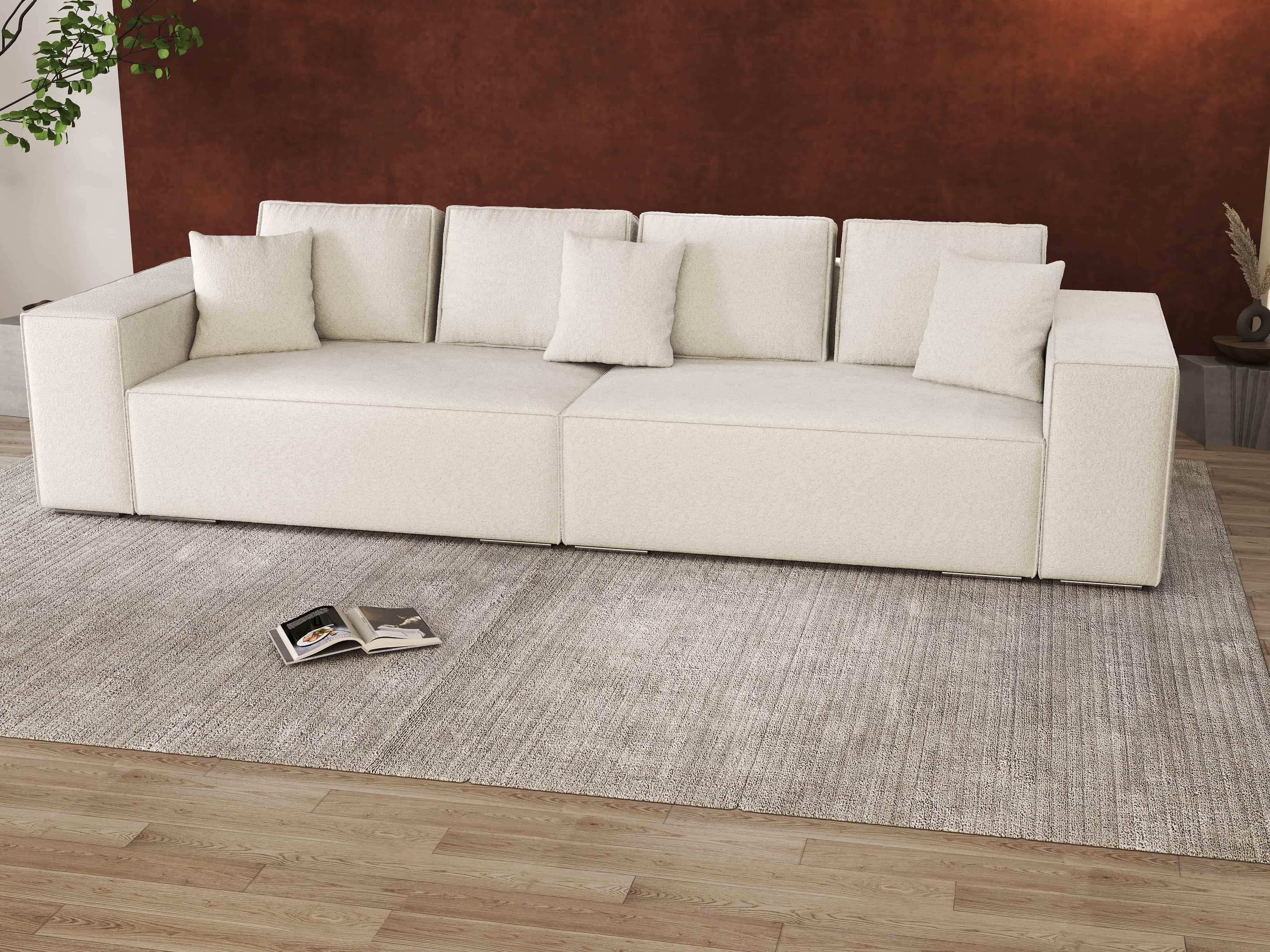 Canapea extensibilă dumonde cu ladă de depozitare si sezut confortabil din spuma HR, Dream Euphoria Ivory 310x100 cm Fabrica