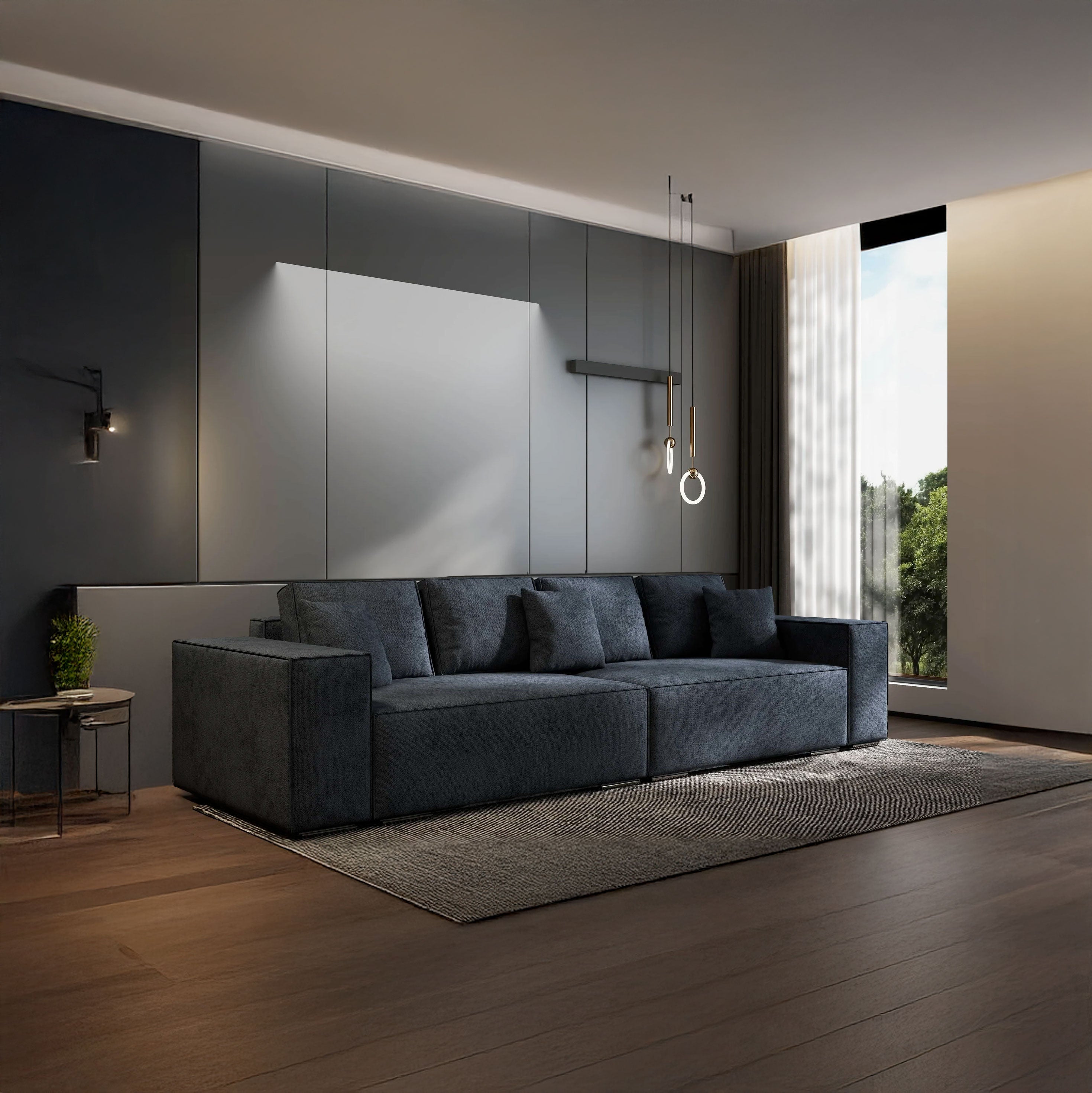 Canapea extensibilă dumonde cu ladă de depozitare si sezut confortabil din spuma HR, Dream Enjoy Antracit 310x100 cm Fabrica