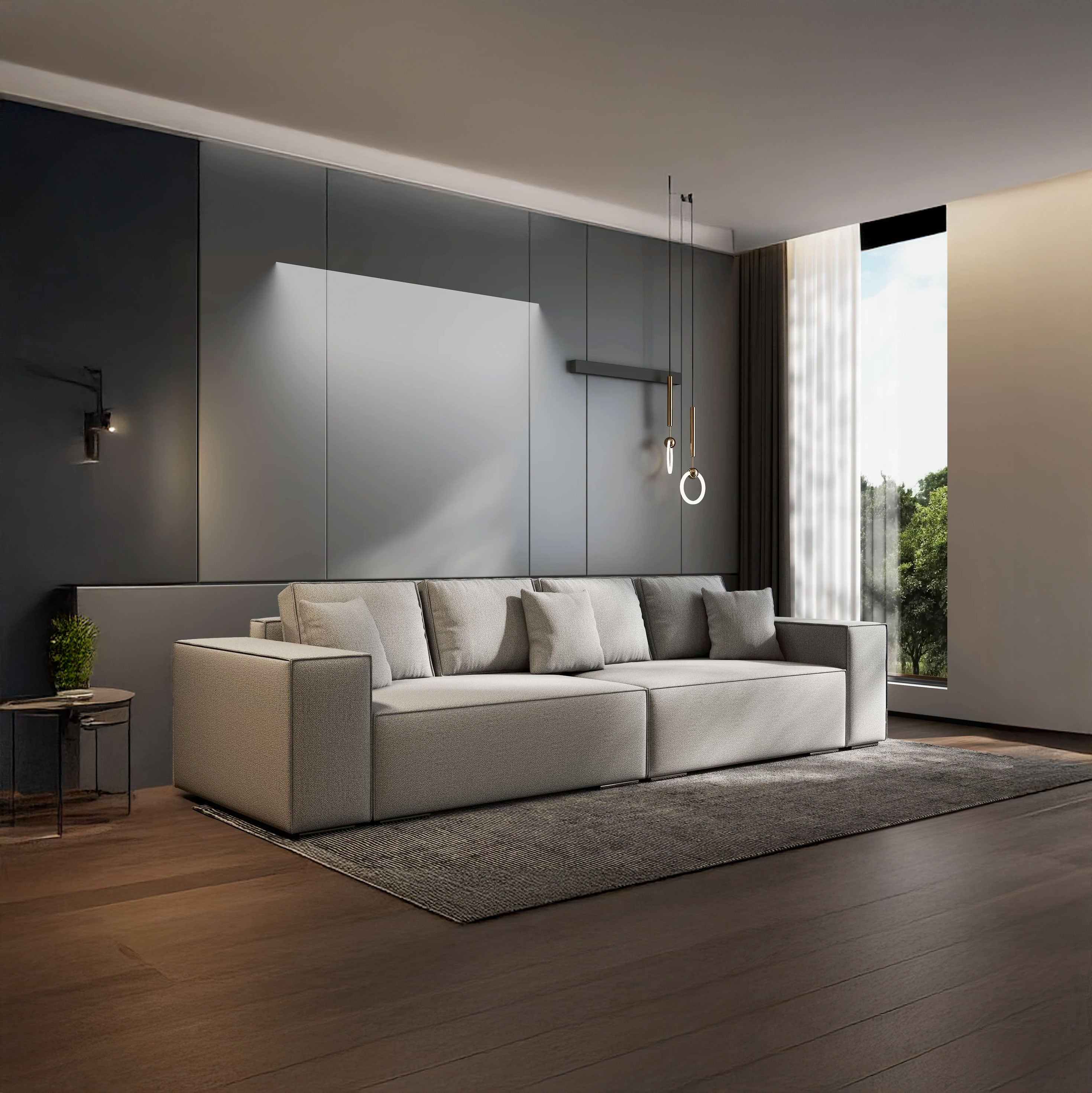 Canapea extensibilă dumonde cu ladă de depozitare si sezut confortabil din spuma HR, Dream Enjoy Gri 310x100 cm Fabrica