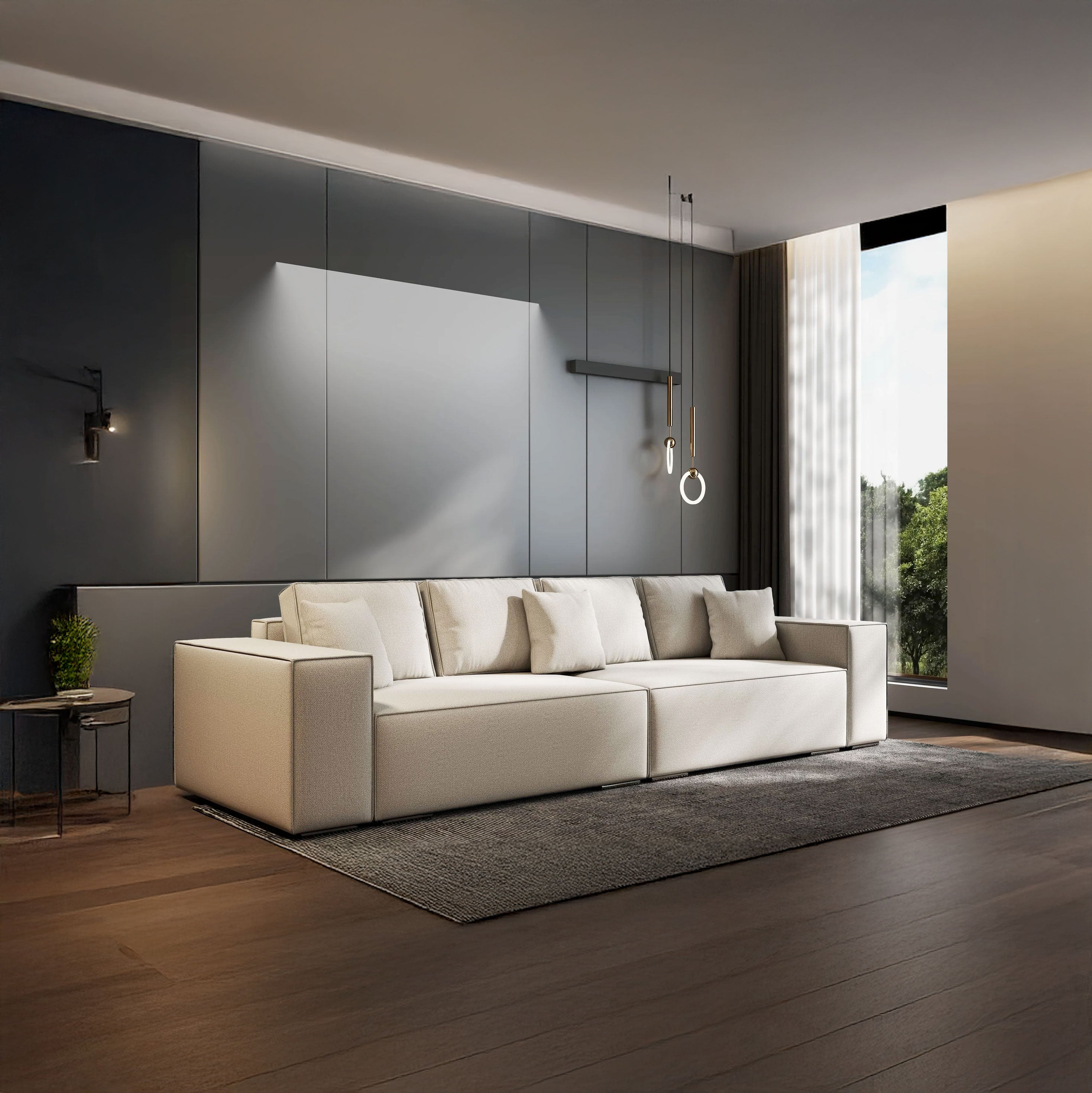 Canapea extensibilă dumonde cu ladă de depozitare si sezut confortabil din spuma HR, Dream Enjoy Bej 310x100 cm Fabrica