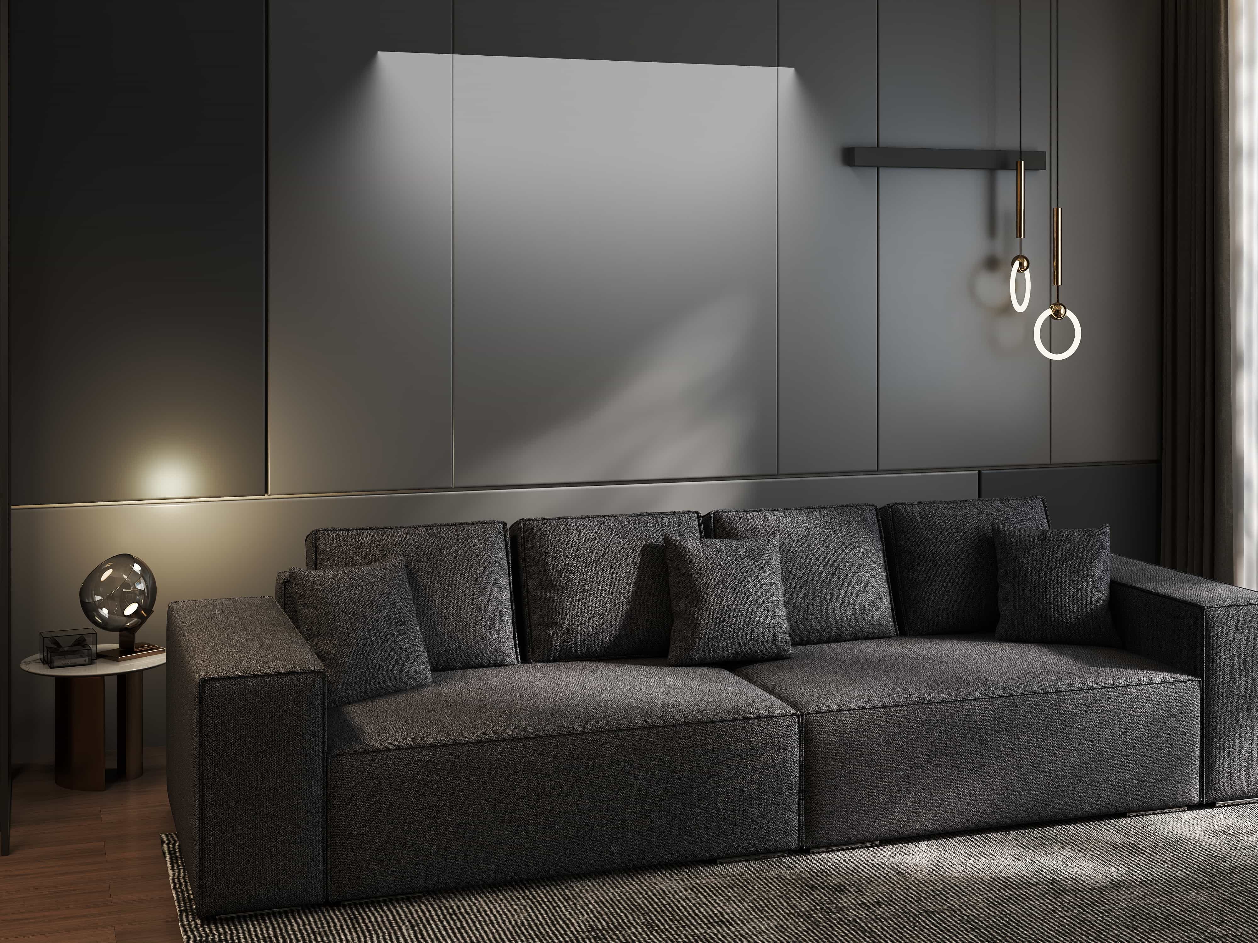 Canapea extensibilă dumonde cu ladă de depozitare si sezut confortabil din spuma HR, Dream Enjoy Grafit 310x100 cm Fabrica