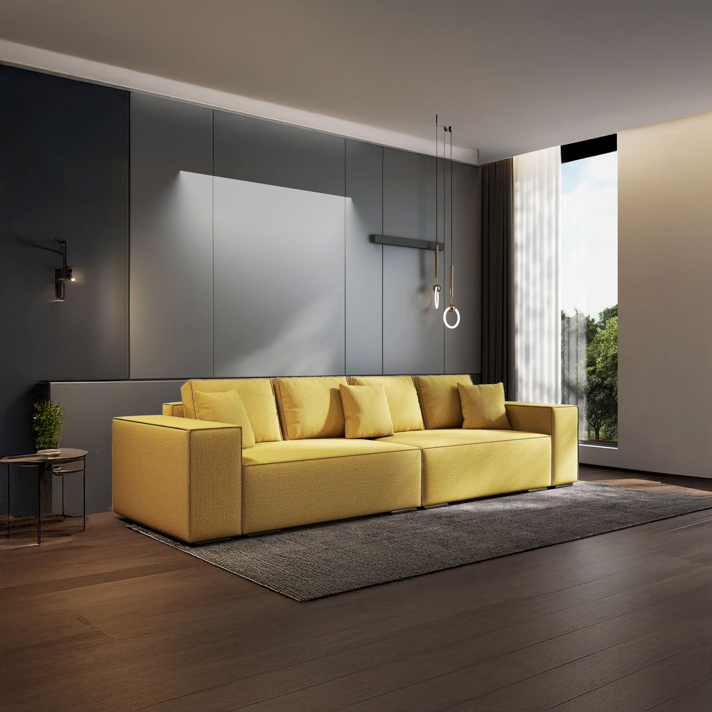 Canapea extensibilă dumonde cu ladă de depozitare si sezut confortabil din spuma HR, Dream Enjoy Melon 310x100 cm Fabrica