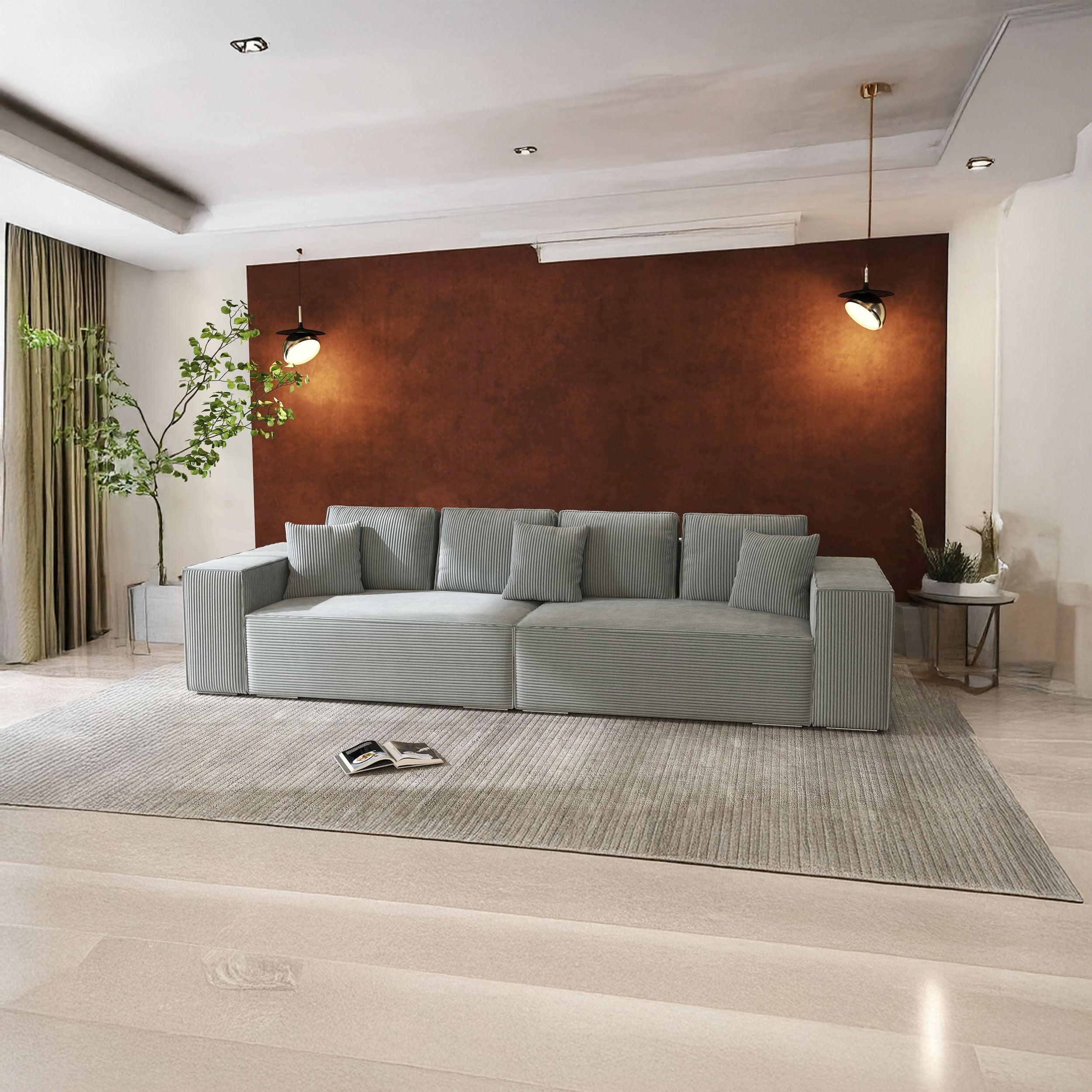 Canapea extensibilă dumonde cu ladă de depozitare si sezut confortabil din spuma HR, Dream Zoom Grey 310x100 cm Fabrica