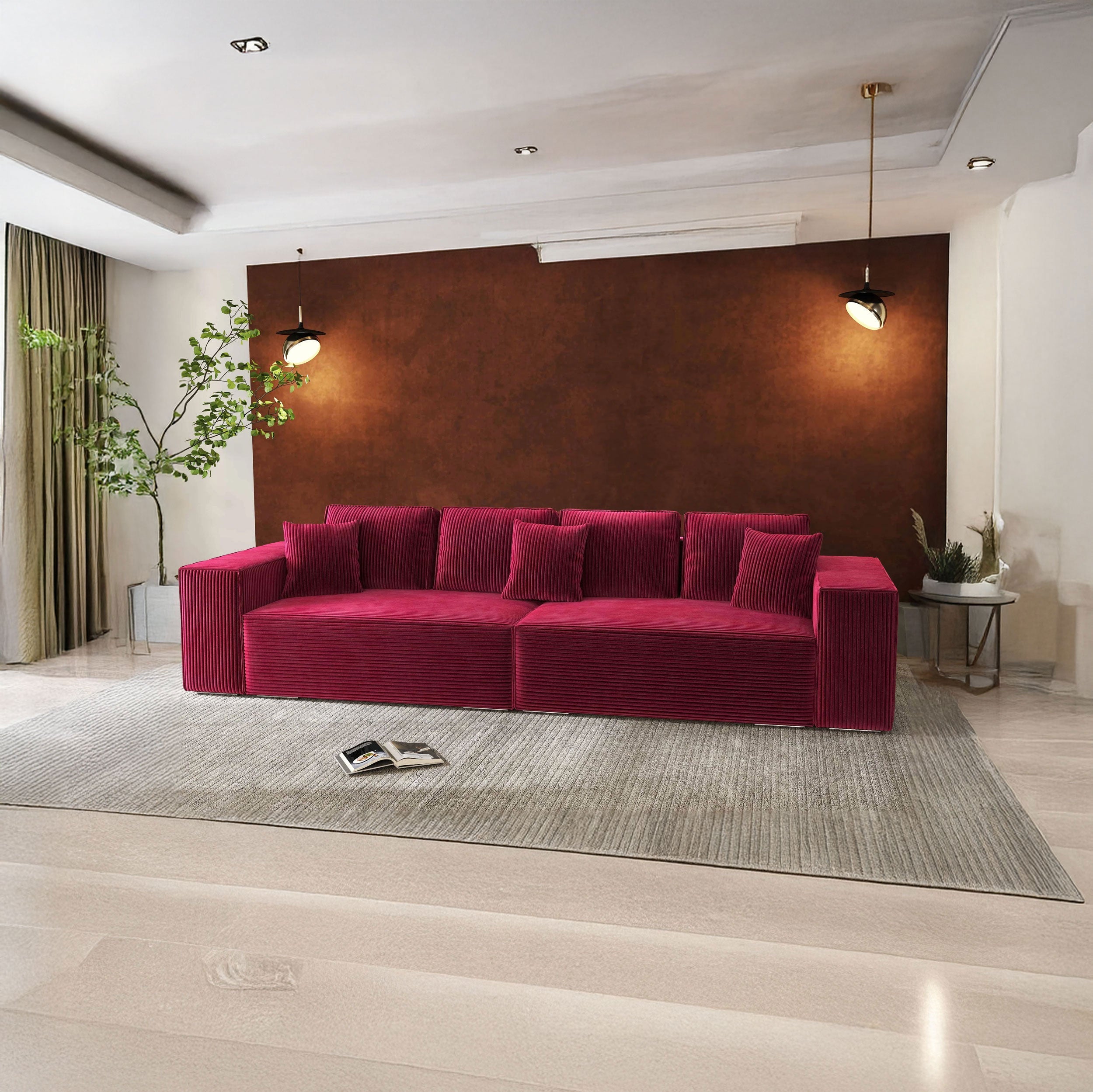 Canapea extensibilă dumonde cu ladă de depozitare si sezut confortabil din spuma HR, Dream Zoom Rosu 310x100 cm Fabrica