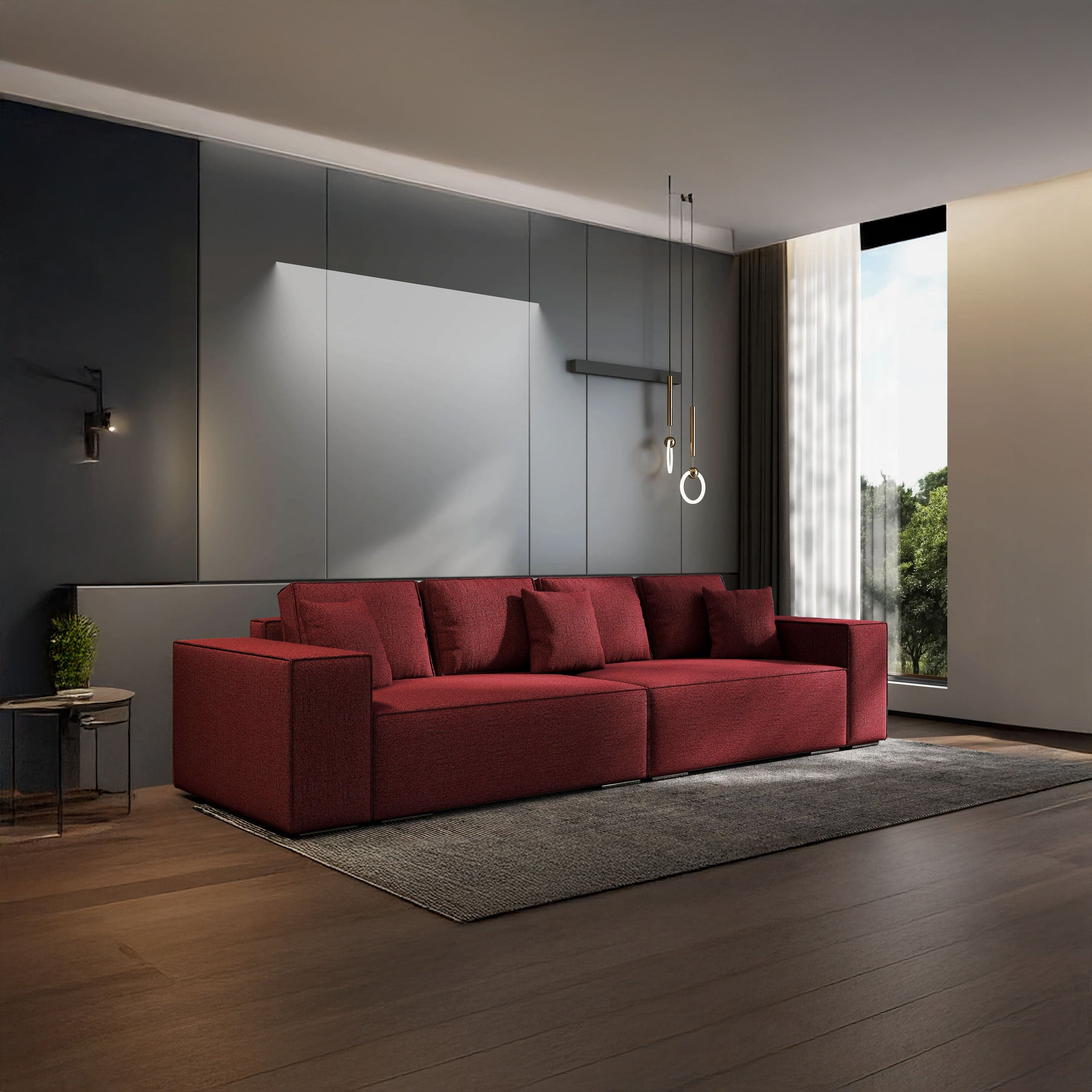 Canapea extensibilă dumonde cu ladă de depozitare si sezut confortabil din spuma HR, Dream Enjoy Rosu 310x100 cm Fabrica