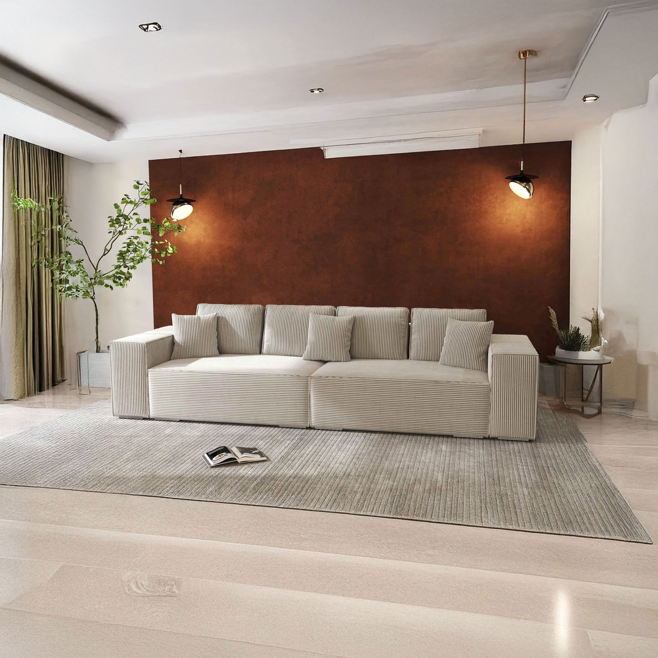 Canapea extensibilă dumonde cu ladă de depozitare si sezut confortabil din spuma HR, Dream Zoom Cream 310x100 cm Fabrica