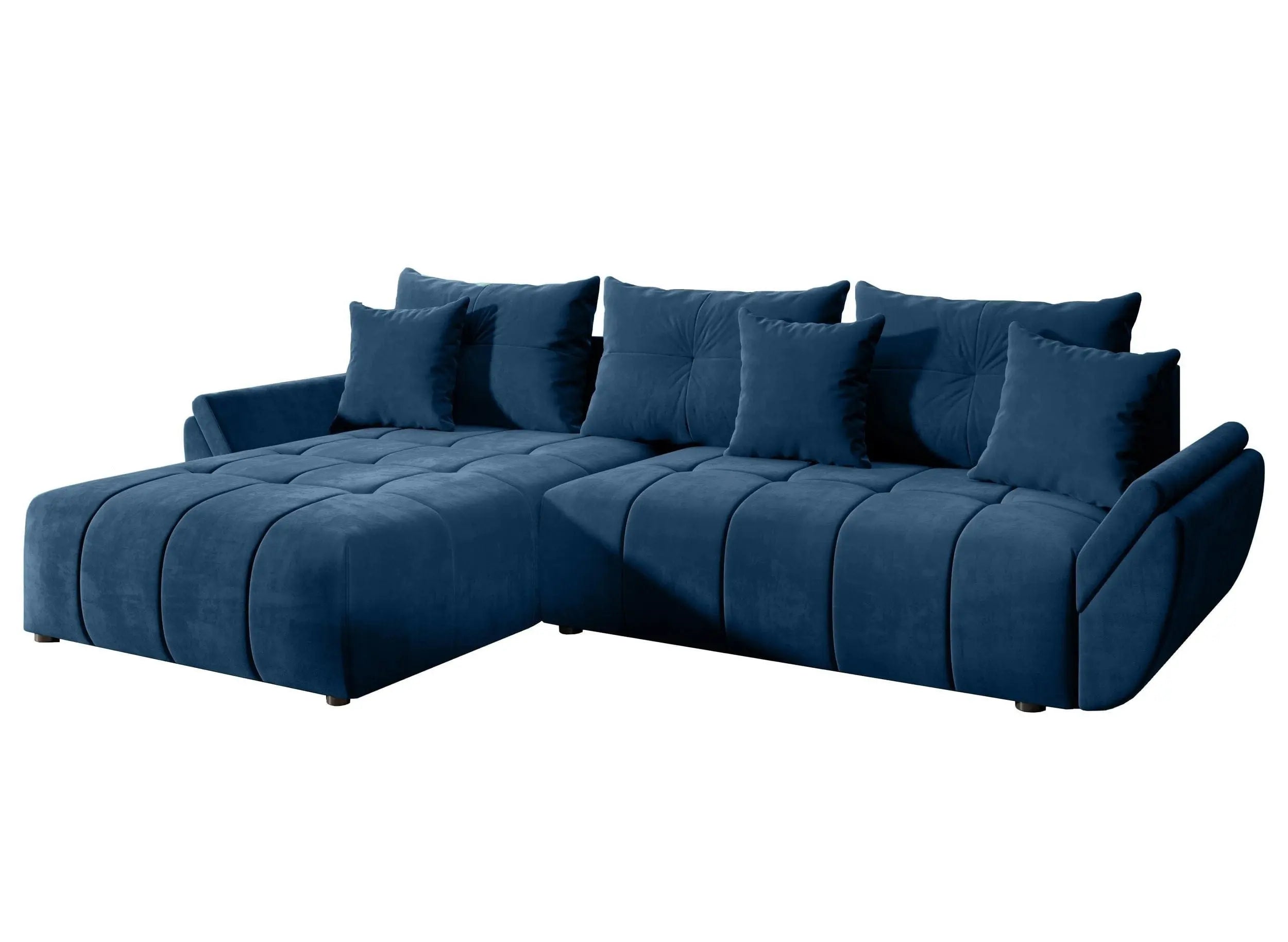 Colțar extensibil dumonde cu ladă de depozitare si sezut confortabil din spuma HR, Berlin Albastru Pudrat 280x185 cm Fabrica