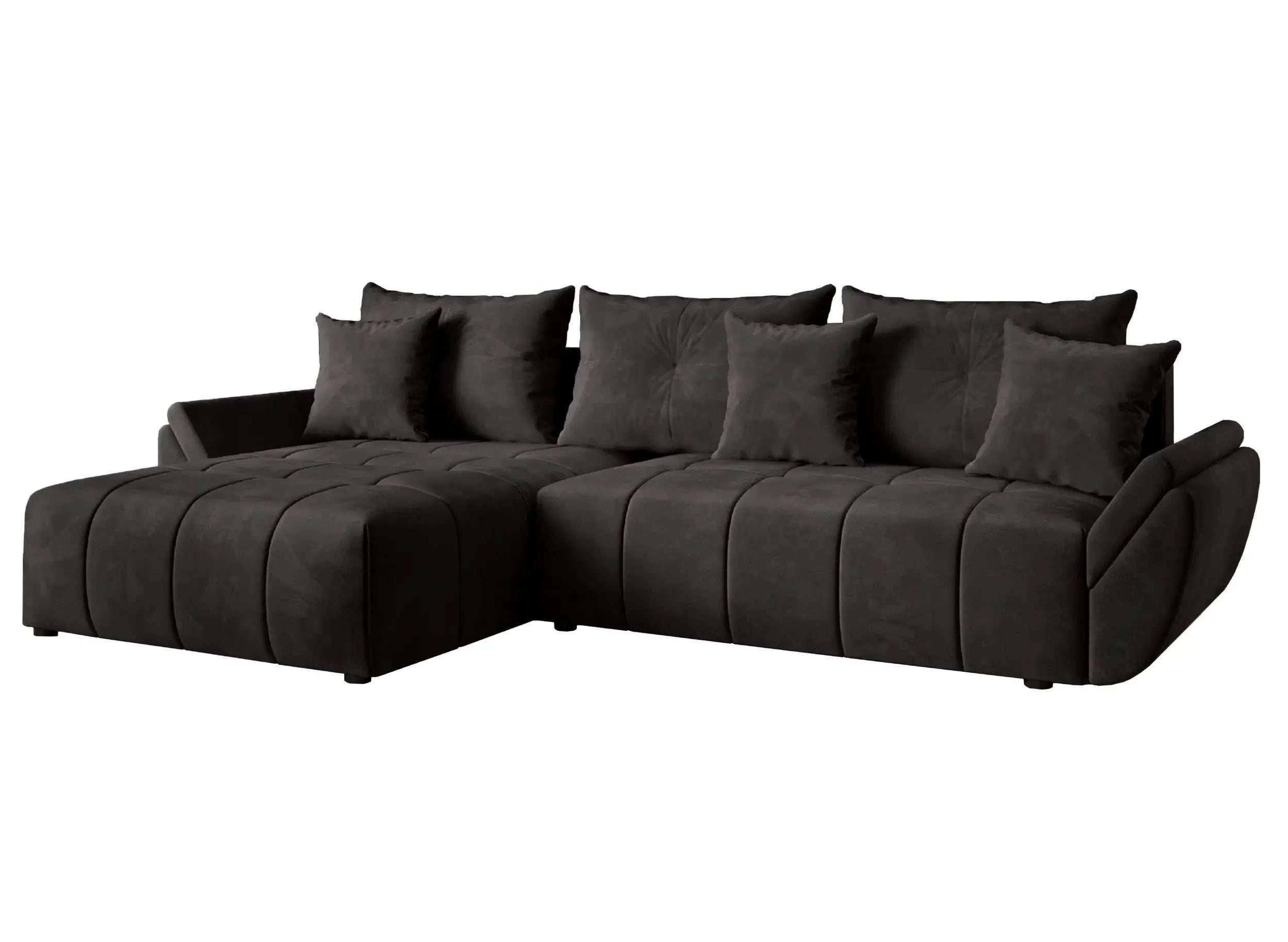 Colțar extensibil dumonde cu ladă de depozitare si sezut confortabil din spuma HR, Berlin Black 280x185 cm Fabrica