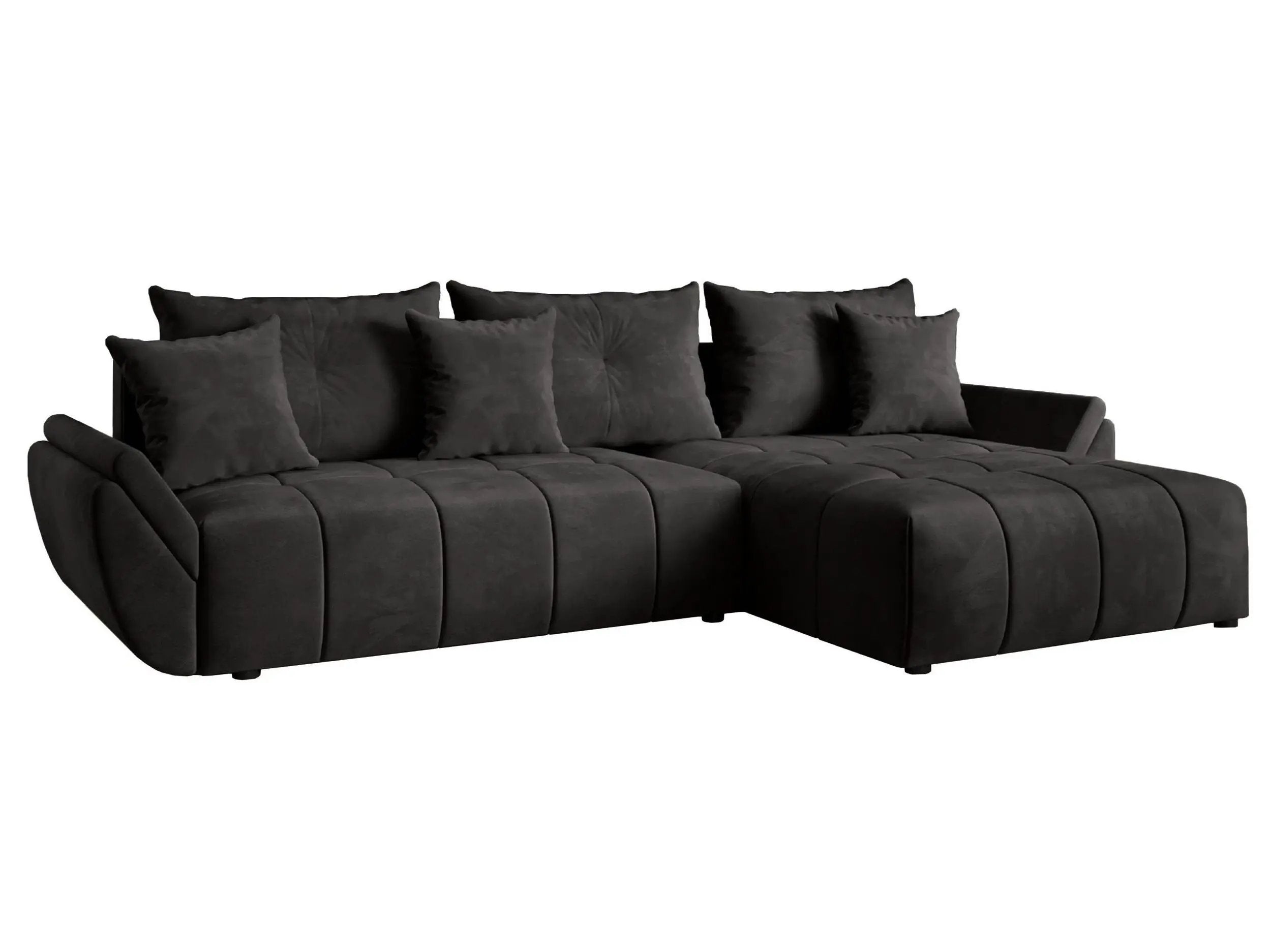 Colțar extensibil dumonde cu ladă de depozitare si sezut confortabil din spuma HR, Berlin Enjoy Black II 280x185 cm Fabrica