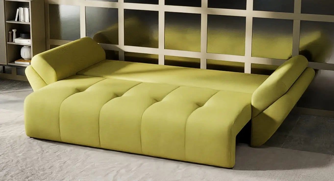 Canapea extensibilă dumonde cu ladă de depozitare si sezut confortabil din spuma HR, Berlin Enjoy Green 250x100 cm Fabrica