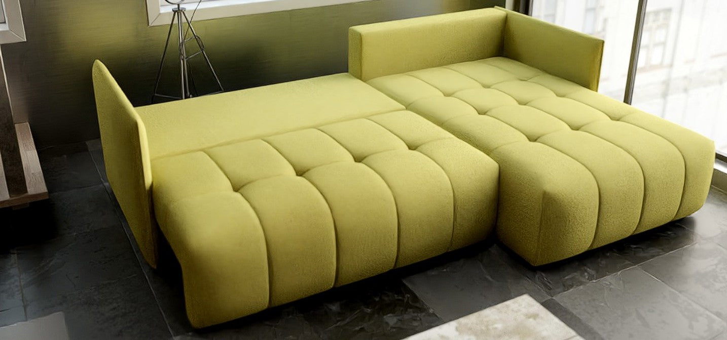 Colțar extensibil dumonde cu ladă de depozitare si sezut confortabil din spuma HR, Malta Enjoy Green II 235x185 cm Fabrica