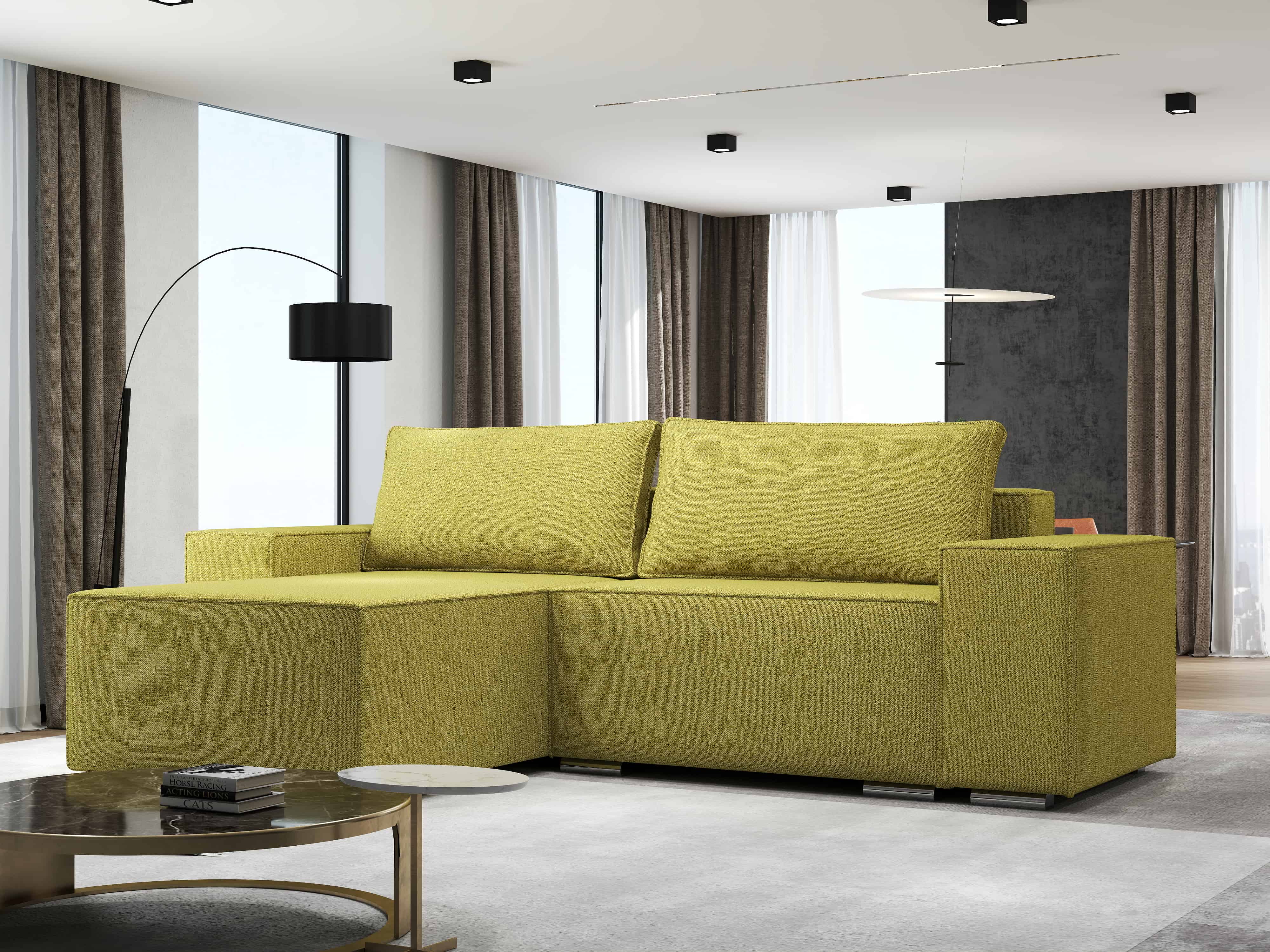 Colțar extensibil dumonde cu ladă de depozitare si sezut confortabil din spuma HR, Dream Enjoy Verde 290x185 cm Fabrica