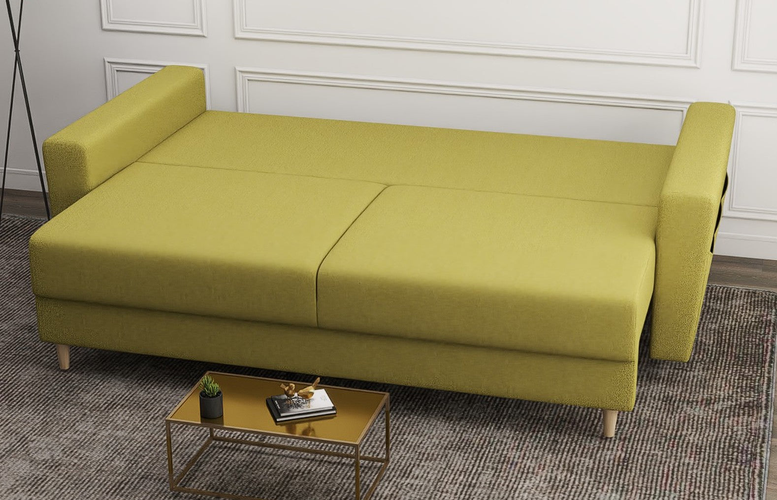 Canapea extensibilă dumonde cu ladă de depozitare si sezut confortabil din spuma HR, Summer Enjoy Verde 225x100 cm fabrica