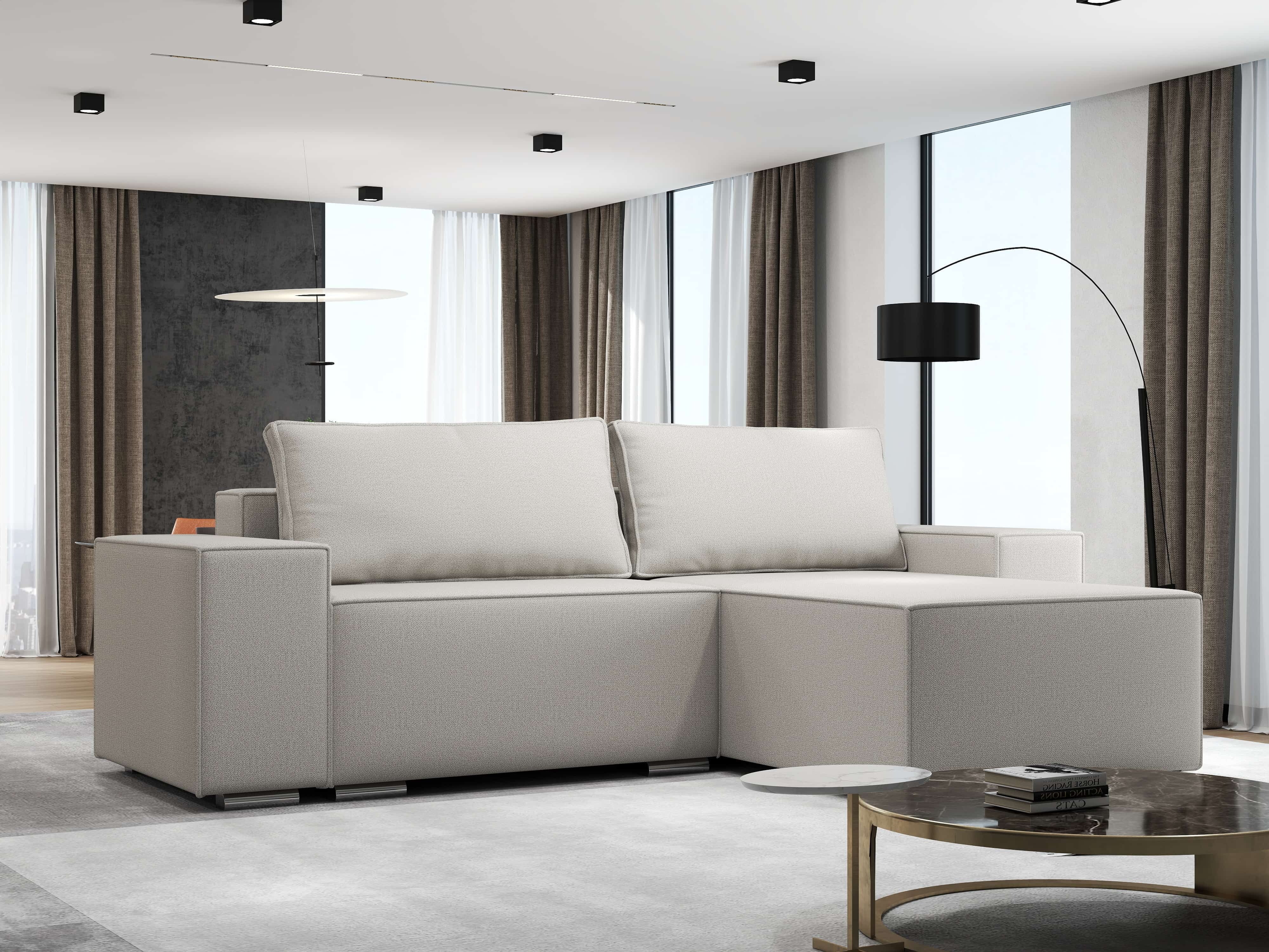 Colțar extensibil dumonde cu ladă de depozitare si sezut confortabil din spuma HR, Dream Enjoy Bej 290x185 cm II Fabrica