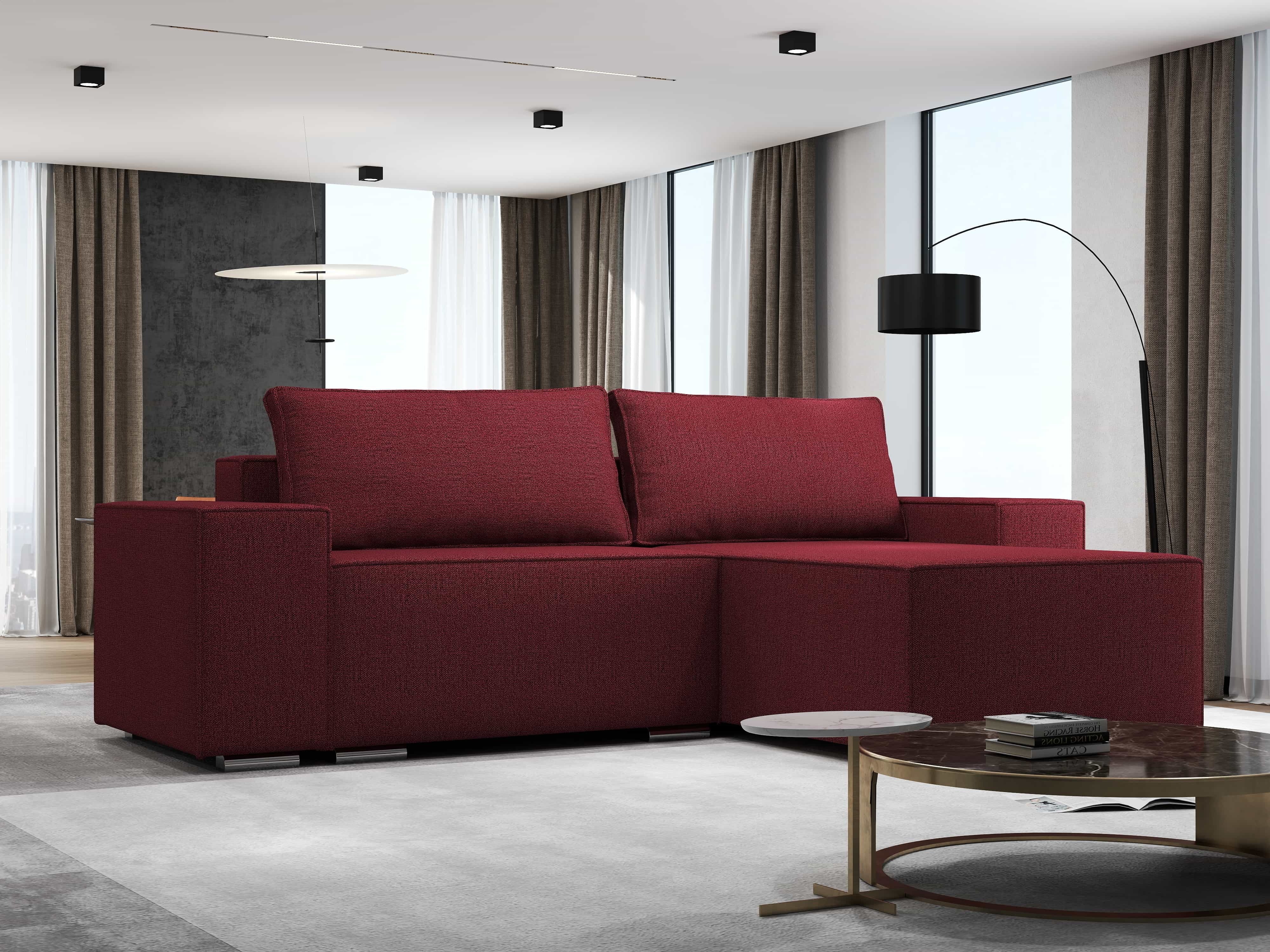 Colțar extensibil dumonde cu ladă de depozitare si sezut confortabil din spuma HR, Dream Enjoy Rosu 290x185 cm II Fabrica