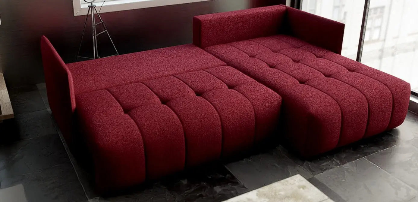 Colțar extensibil dumonde cu ladă de depozitare si sezut confortabil din spuma HR, Malta Bordoux II 235x185 cm Fabrica