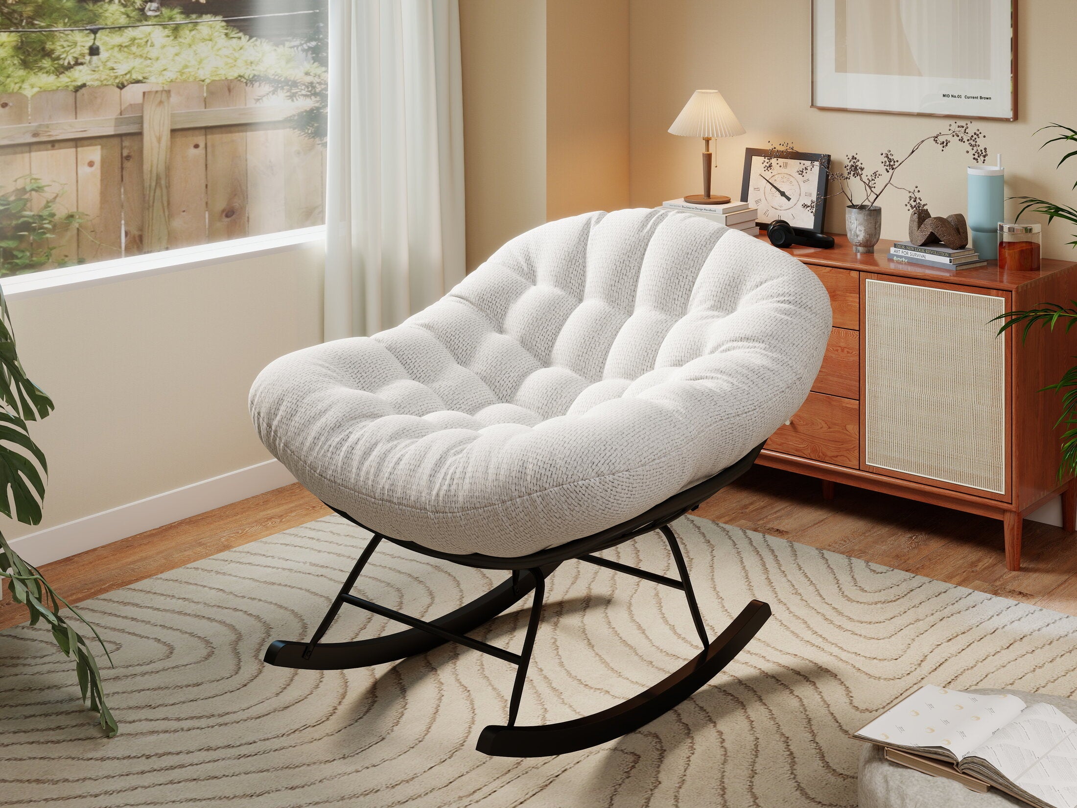 Fotoliu dumonde tapitat Alb modern Taviro 77x83cm