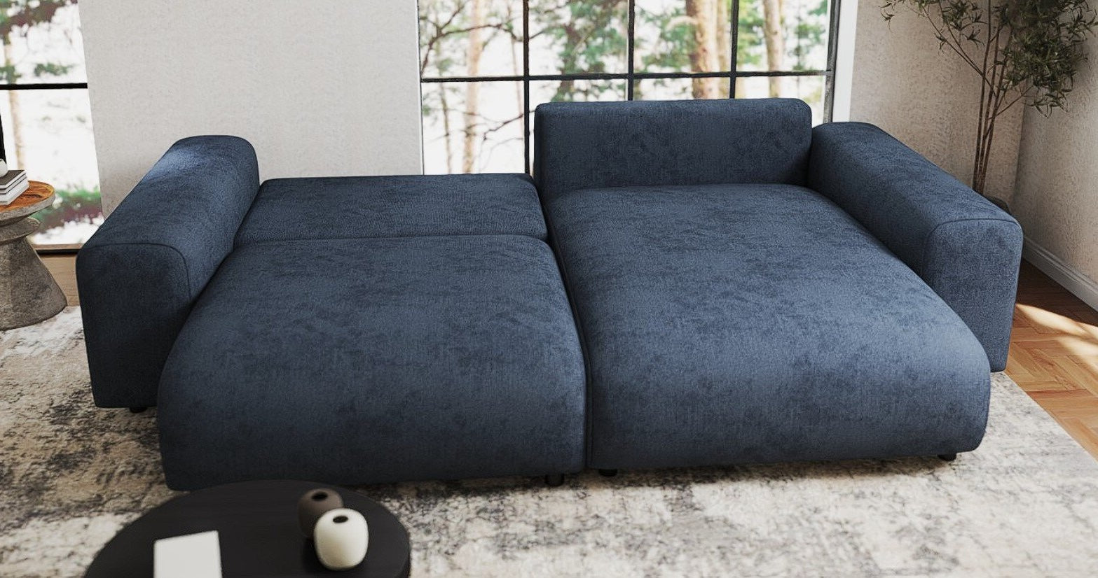 Colțar extensibil dumonde cu ladă de depozitare si sezut confortabil din spuma HR, Sarina Enjoy Antracit 255x168 cm II