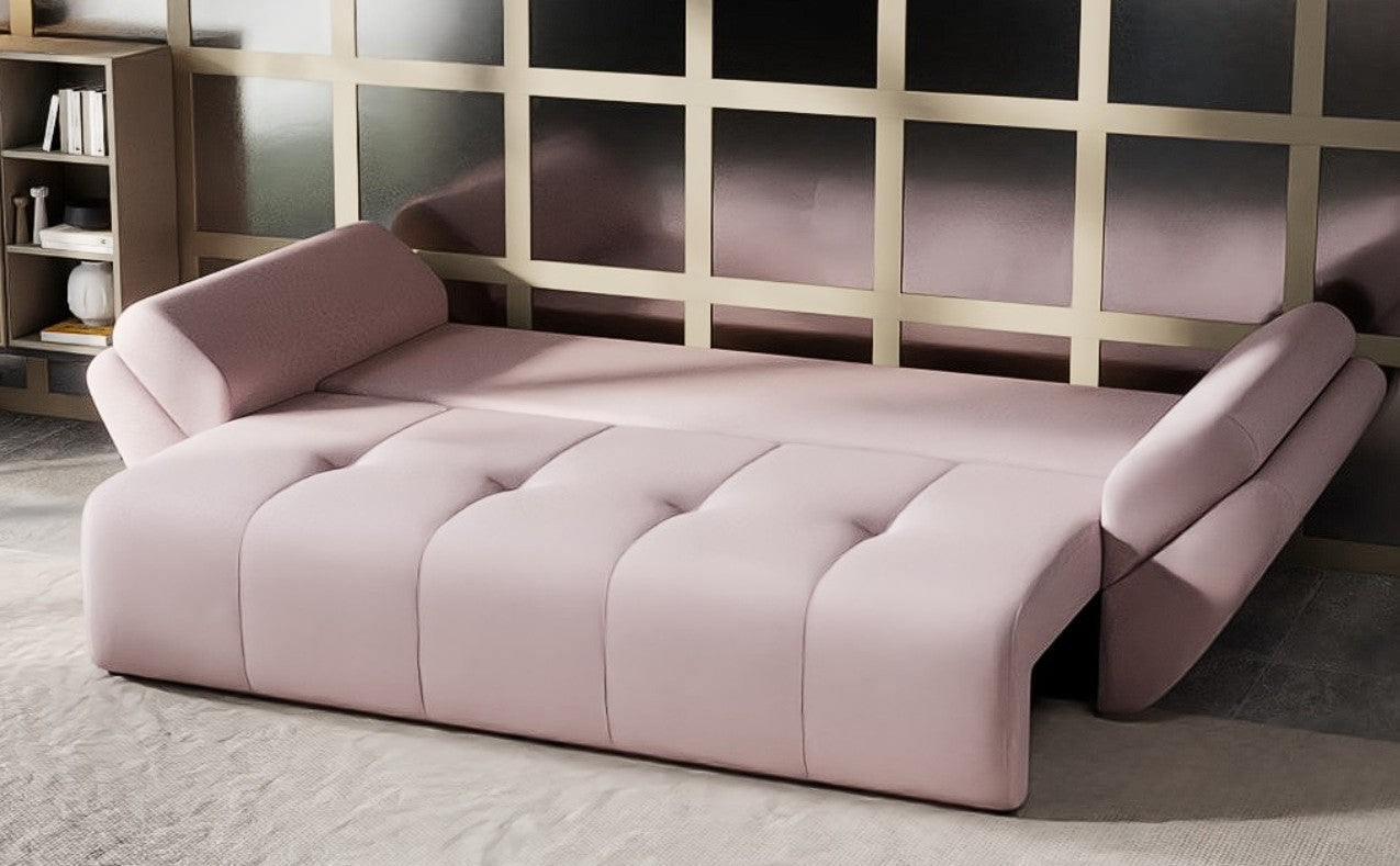 Canapea extensibilă dumonde cu ladă de depozitare si sezut confortabil din spuma HR, Berlin Enjoy Flamingo 250x100 cm Fabrica