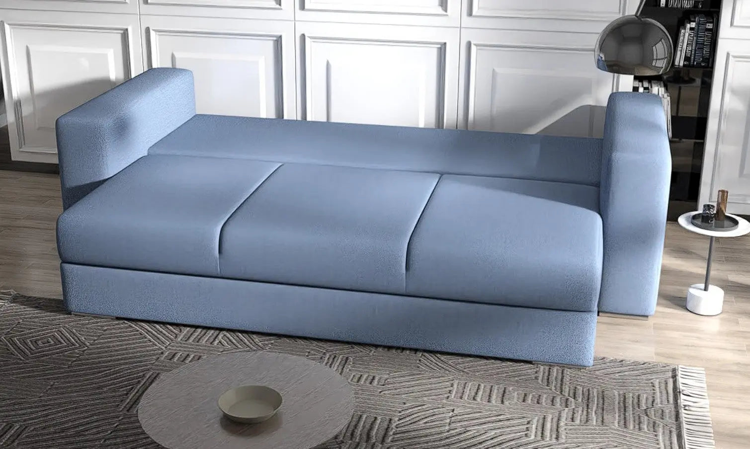 Canapea extensibilă dumonde cu ladă de depozitare si sezut confortabil din spuma HR, Gloria Blue 240x100 cm Fabrica