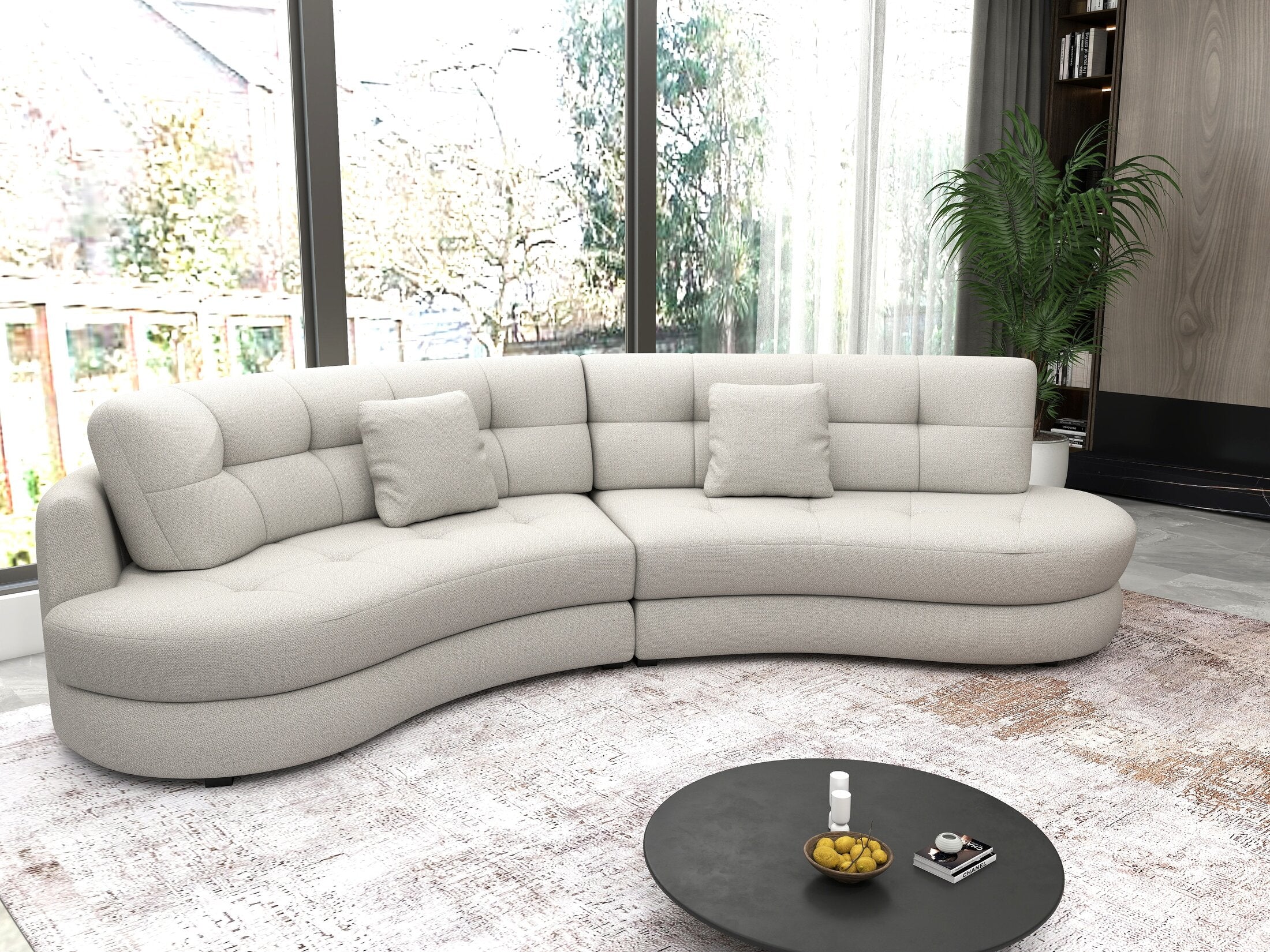 Canapea semirotunda dumonde cu șezut confortabil din spumă HR, Roma Enjoy Bej 300x160 cm