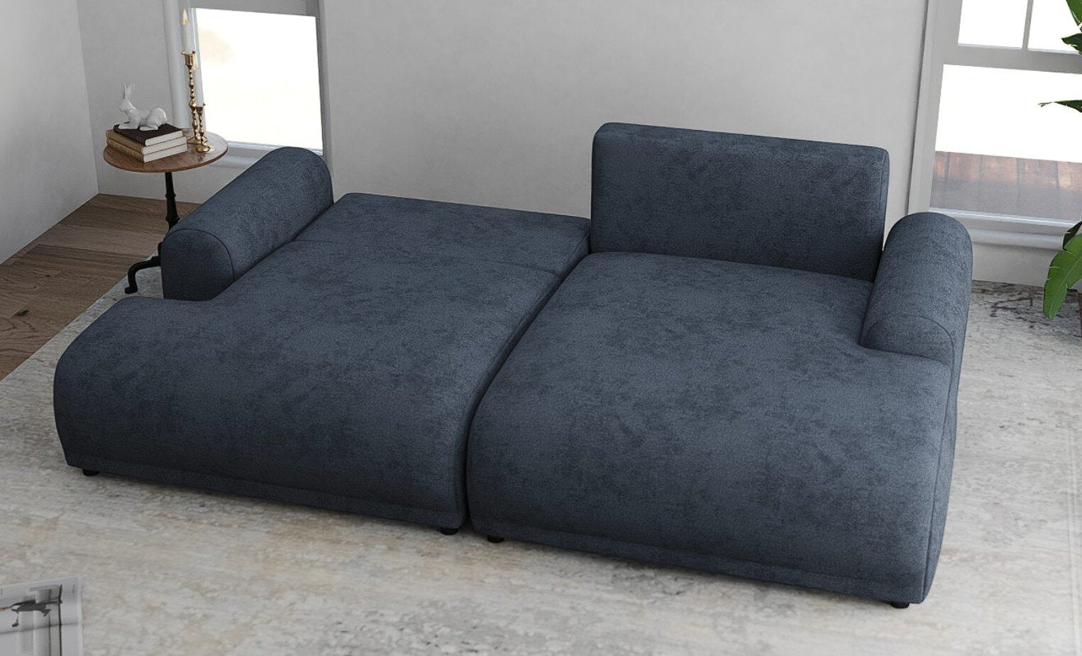 Colțar extensibil dumonde cu ladă de depozitare și șezut confortabil din spumă HR, Carlo Enjoy Antracit 240x145 cm II