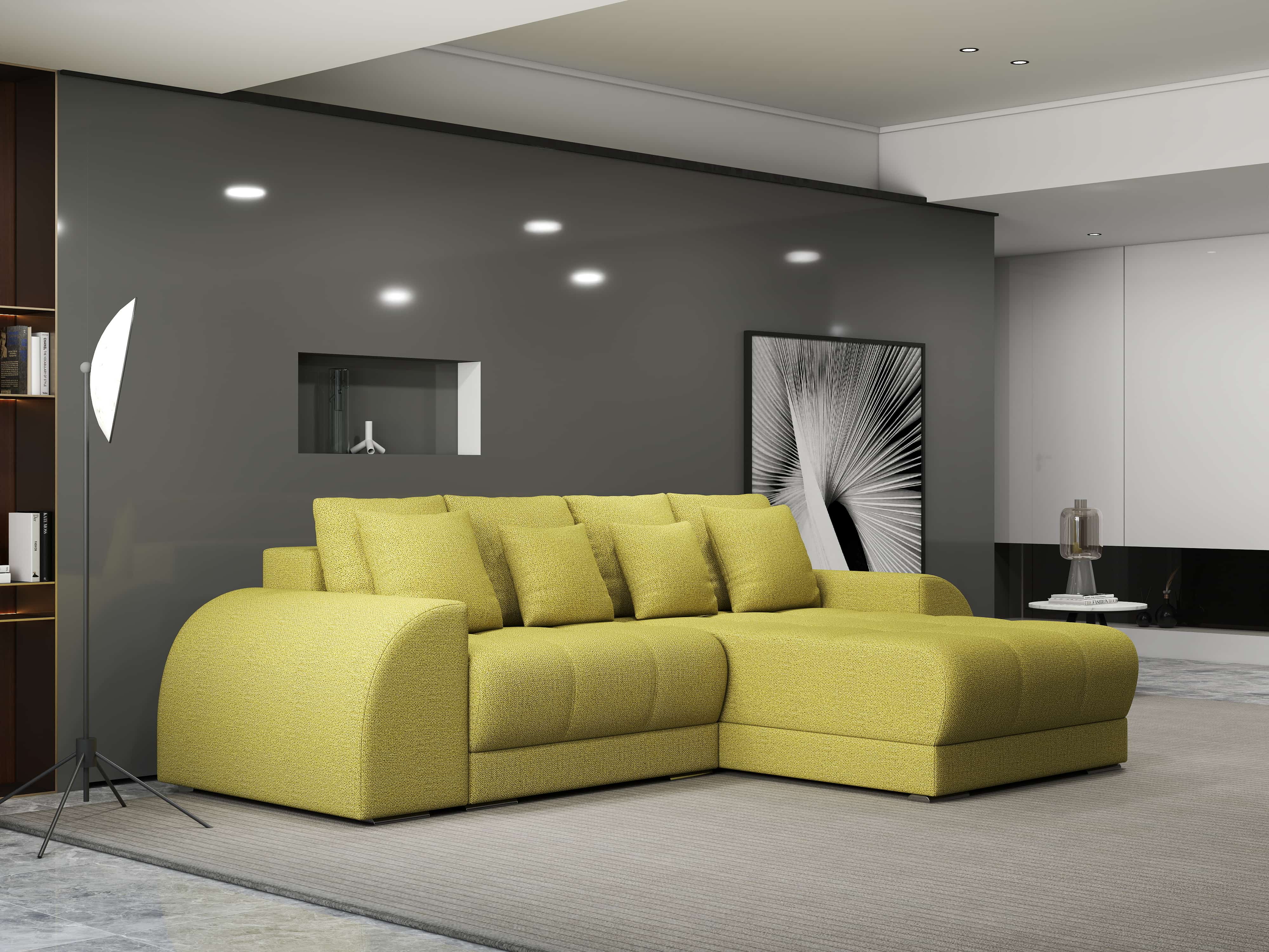 Colțar extensibil dumonde cu ladă de depozitare si sezut confortabil din spuma HR, Verona Enjoy Verde II 290x185 cm Fabrica