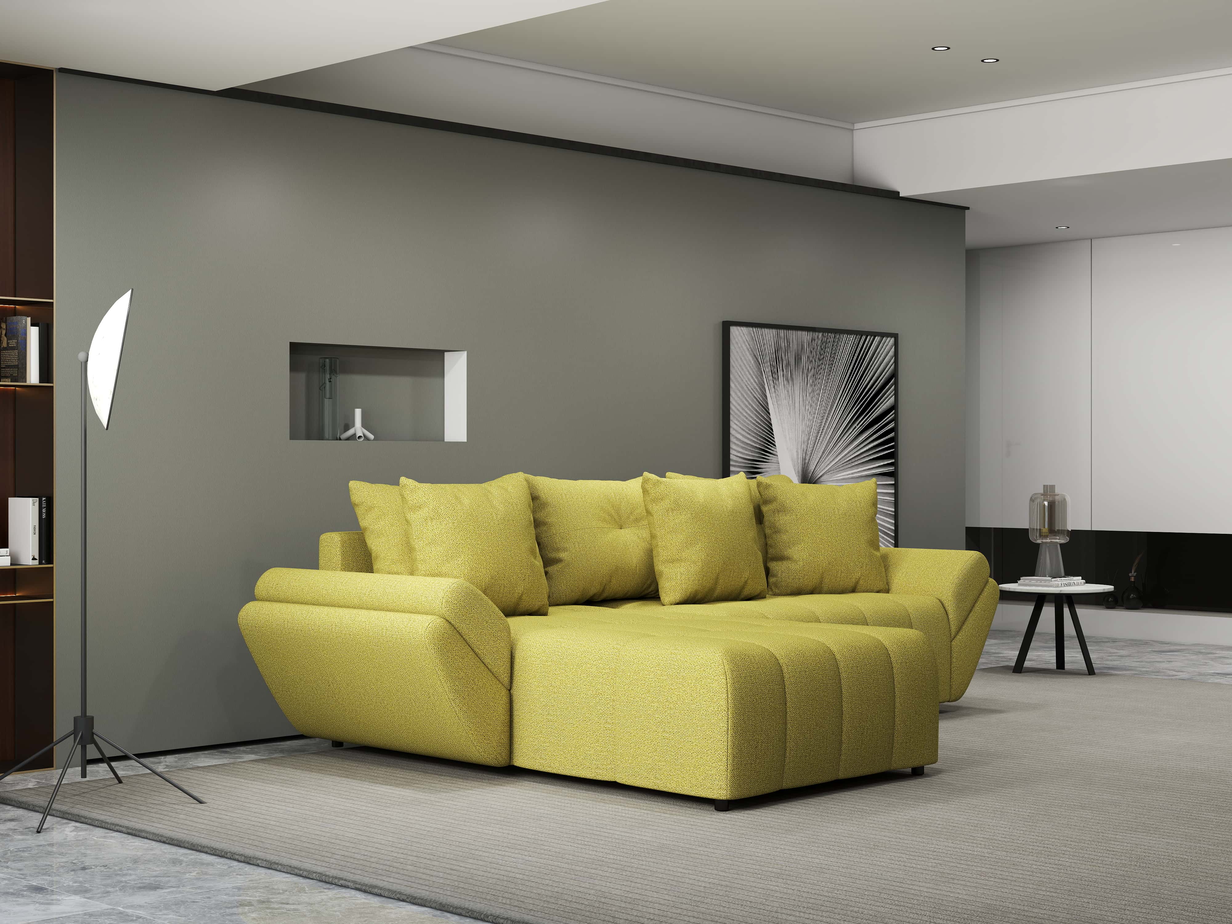 Colțar extensibil dumonde cu ladă de depozitare si sezut confortabil din spuma HR, Berlin Enjoy Verde 280x185 cm Fabrica