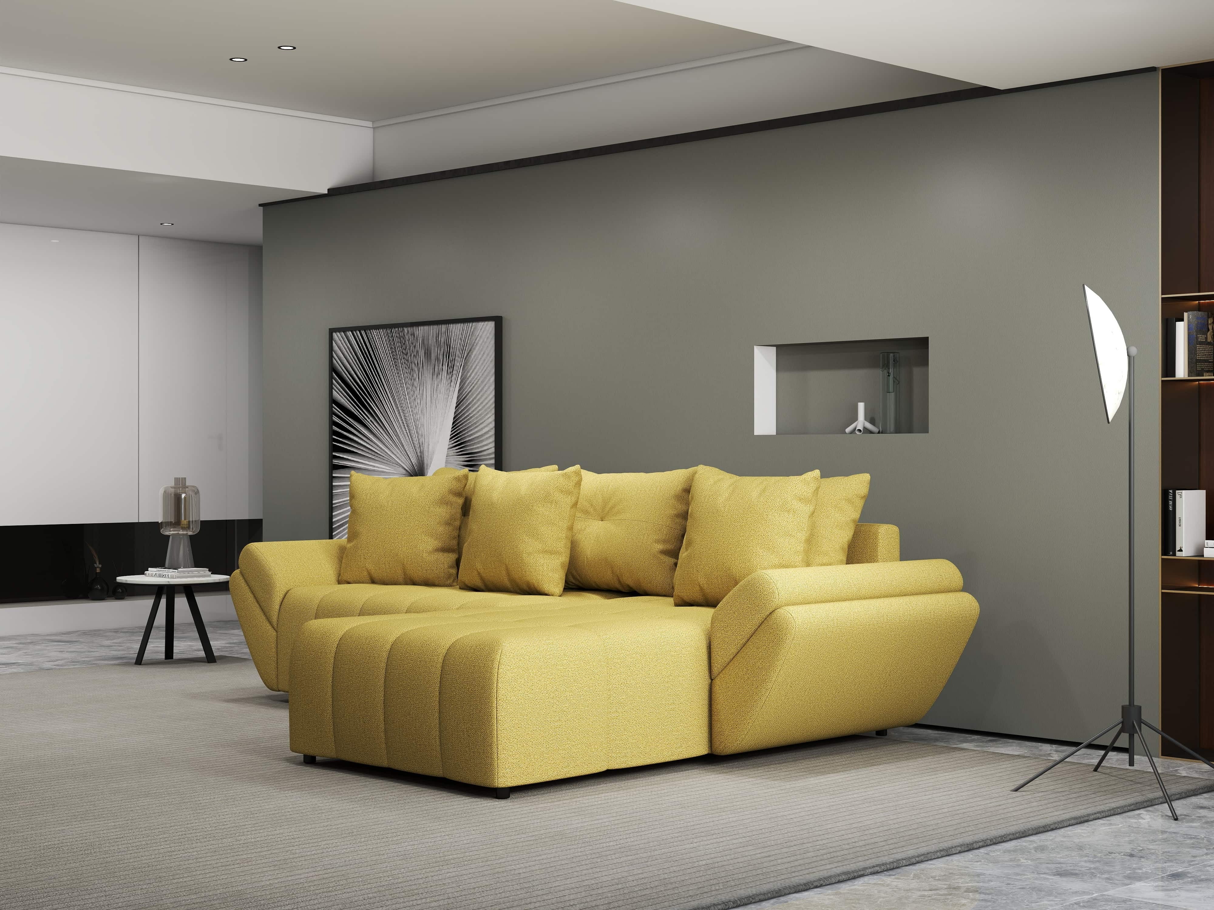 Colțar extensibil dumonde cu ladă de depozitare si sezut confortabil din spuma HR, Berlin Enjoy Melon 280x185 cm II Fabrica