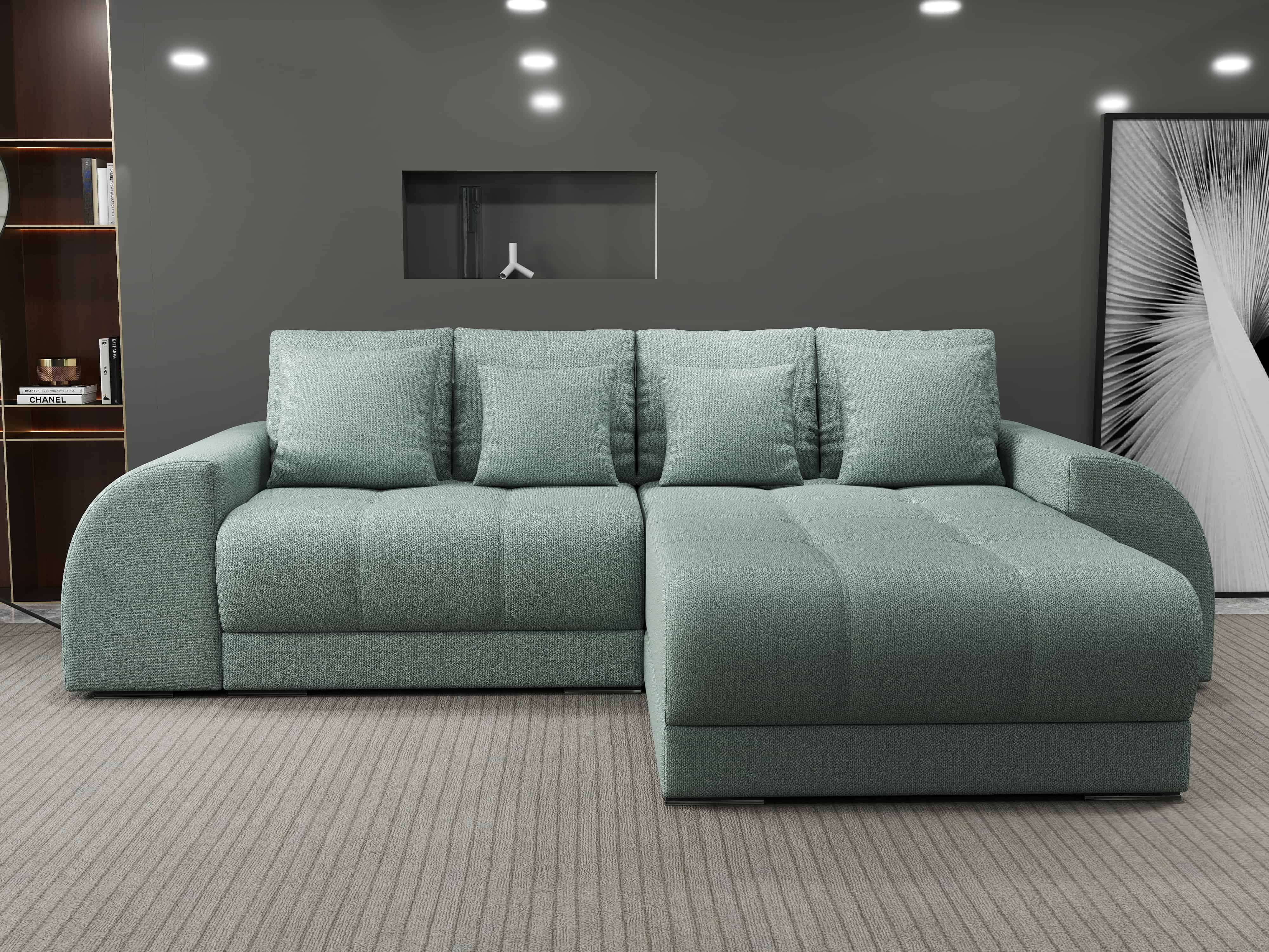 Colțar extensibil dumonde cu ladă de depozitare si sezut confortabil din spuma HR, Verona Enjoy Mint II 290x185 cm Fabrica