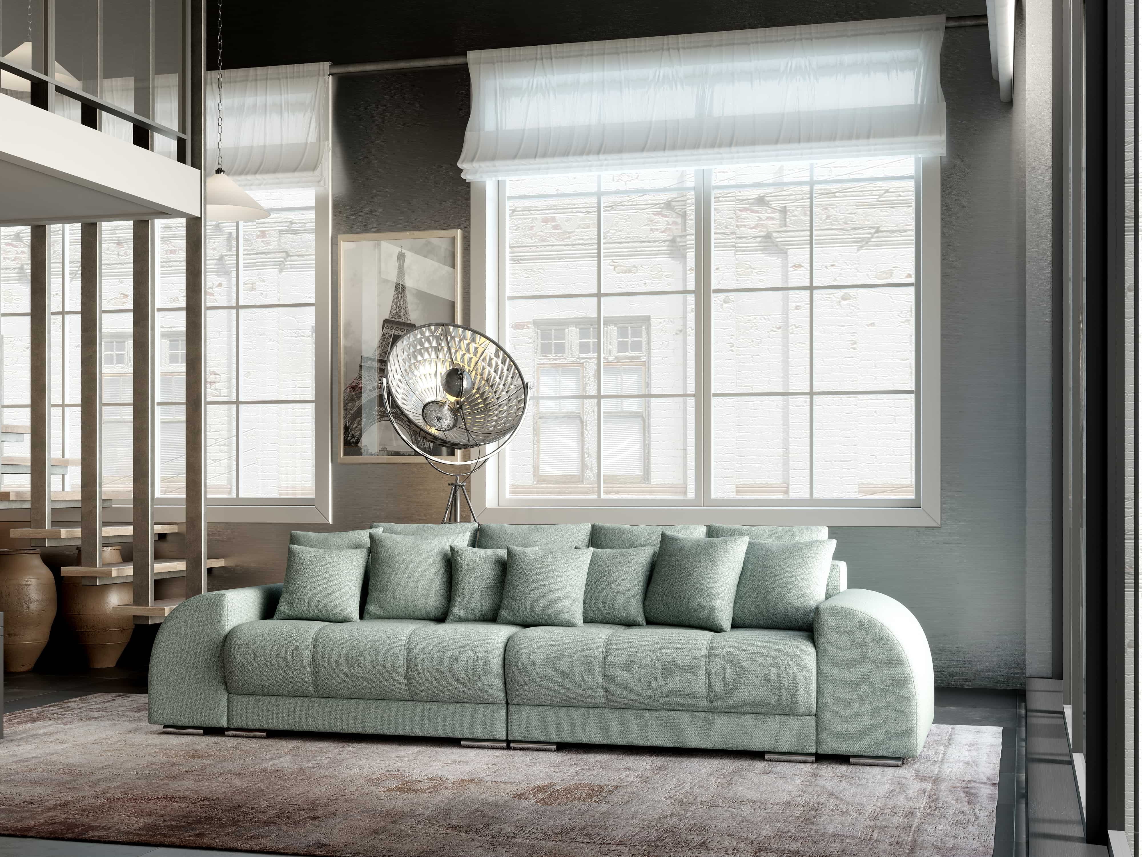 Canapea extensibilă dumonde cu 2 lăzi de depozitare si sezut confortabil din spuma HR, Verona Enjoy Mint 310x100 cm Fabrica