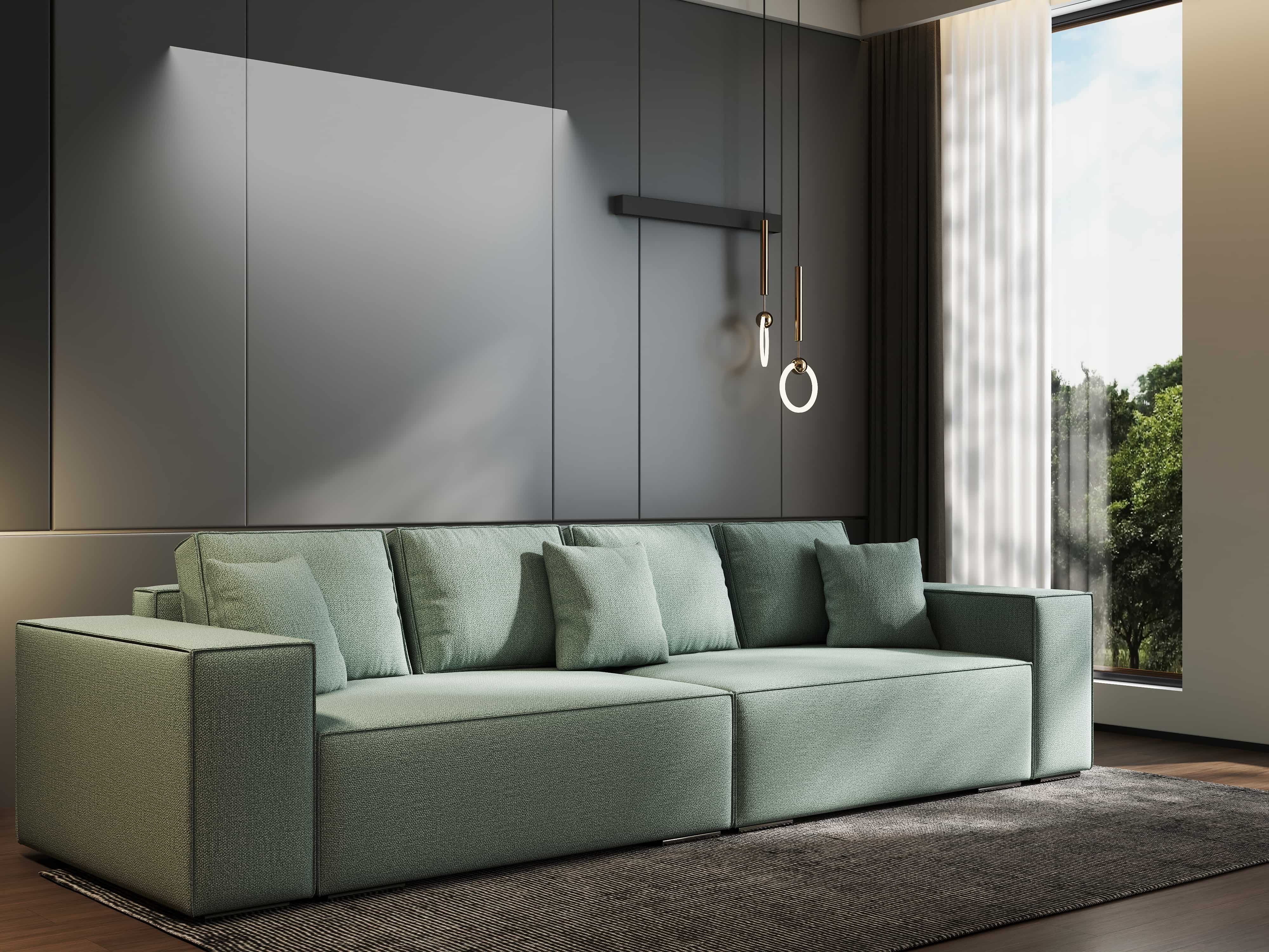 Canapea extensibilă dumonde cu ladă de depozitare si sezut confortabil din spuma HR, Dream Enjoy Mint 310x100 cm Fabrica