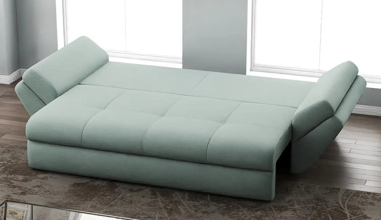 Canapea extensibilă dumonde cu ladă de depozitare si sezut confortabil din spuma HR, Loana Enjoy Mint 250x100 cm Fabrica