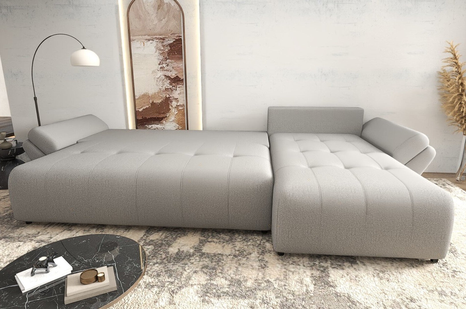 Colțar extensibil dumonde cu ladă de depozitare Berlin XL Enjoy Grey 350x185 cm II