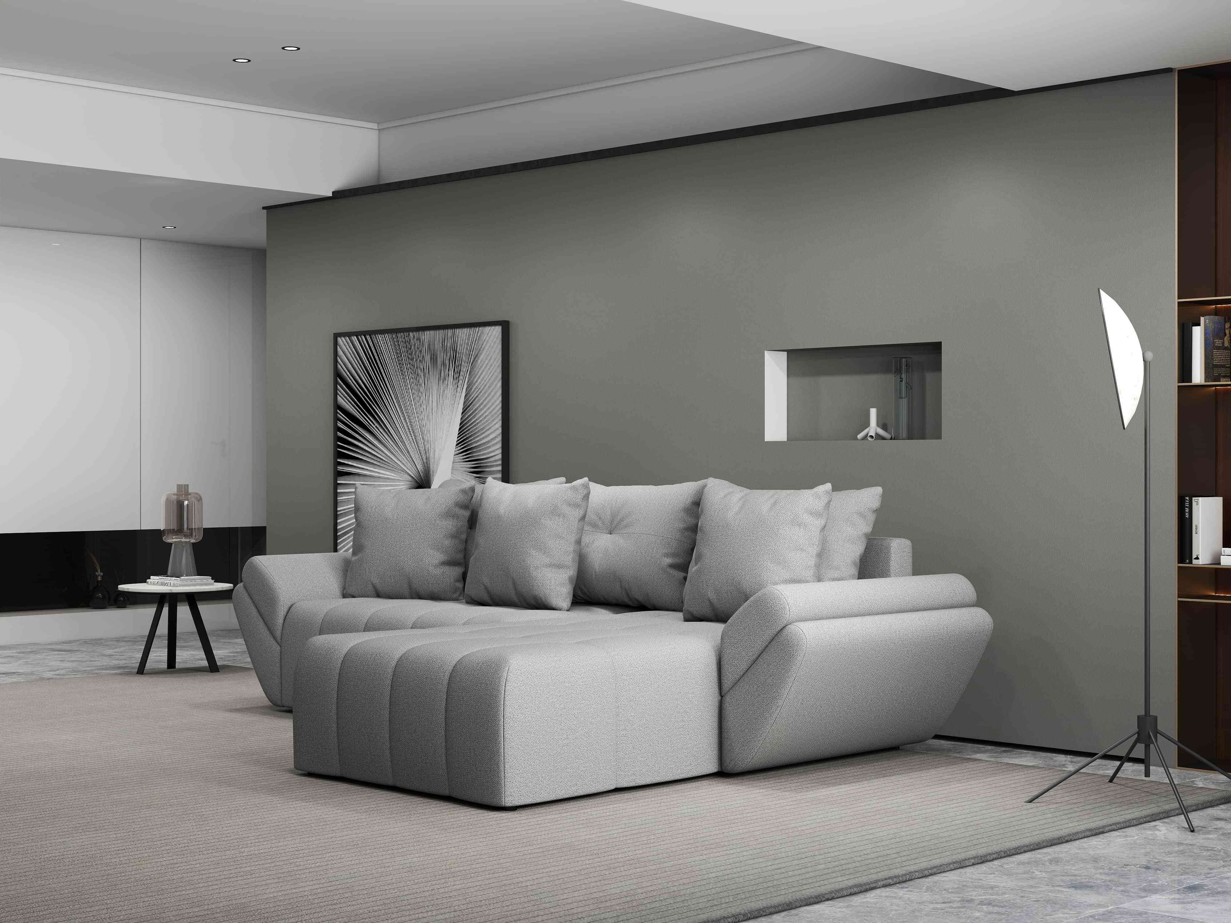 Colțar extensibil dumonde cu ladă de depozitare si sezut confortabil din spuma HR, Berlin Enjoy Gri 280x185 cm II Fabrica