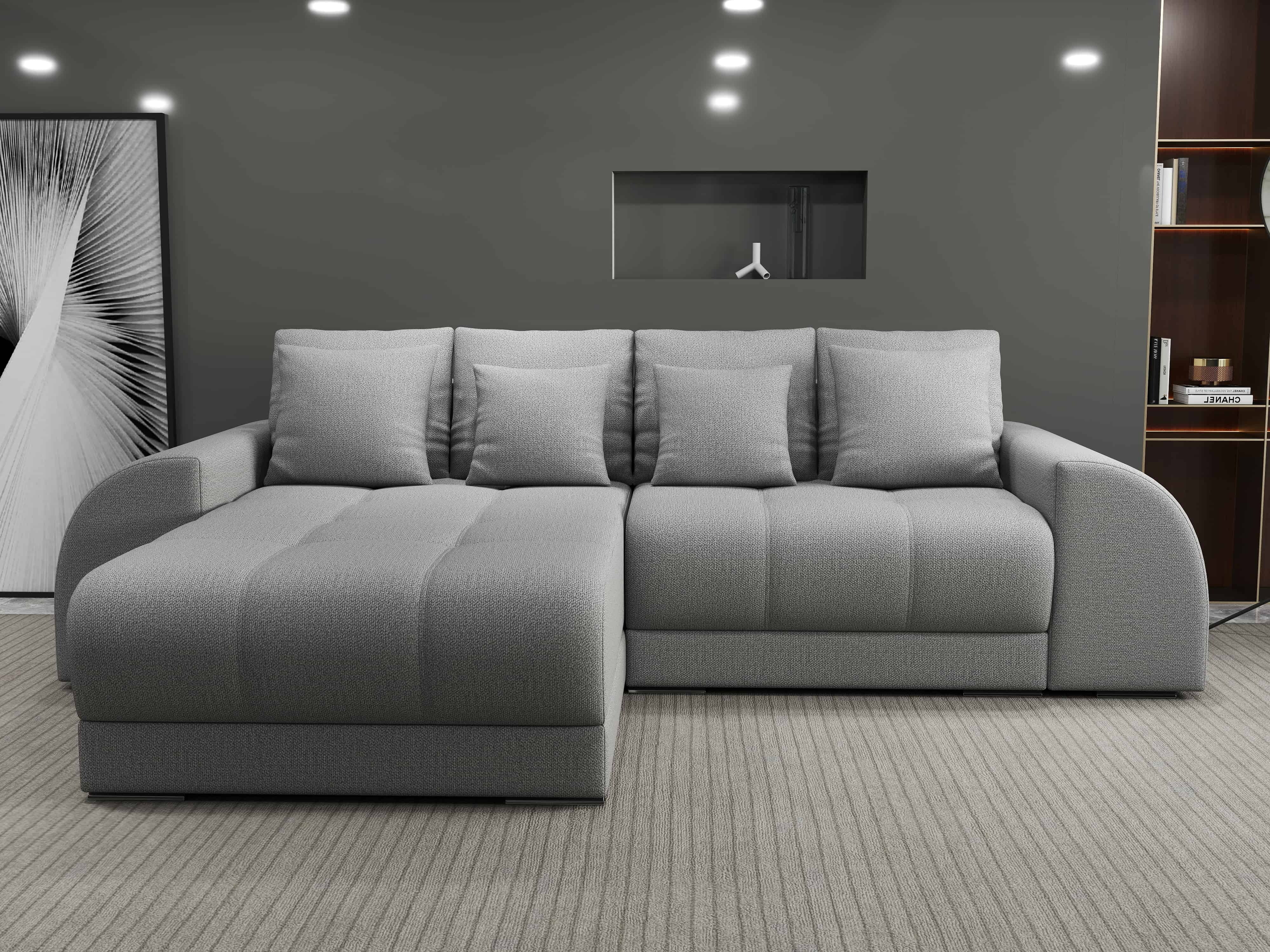 Colțar extensibil dumonde cu ladă de depozitare si sezut confortabil din spuma HR, Verona Enjoy Gri 290x185 cm Fabrica