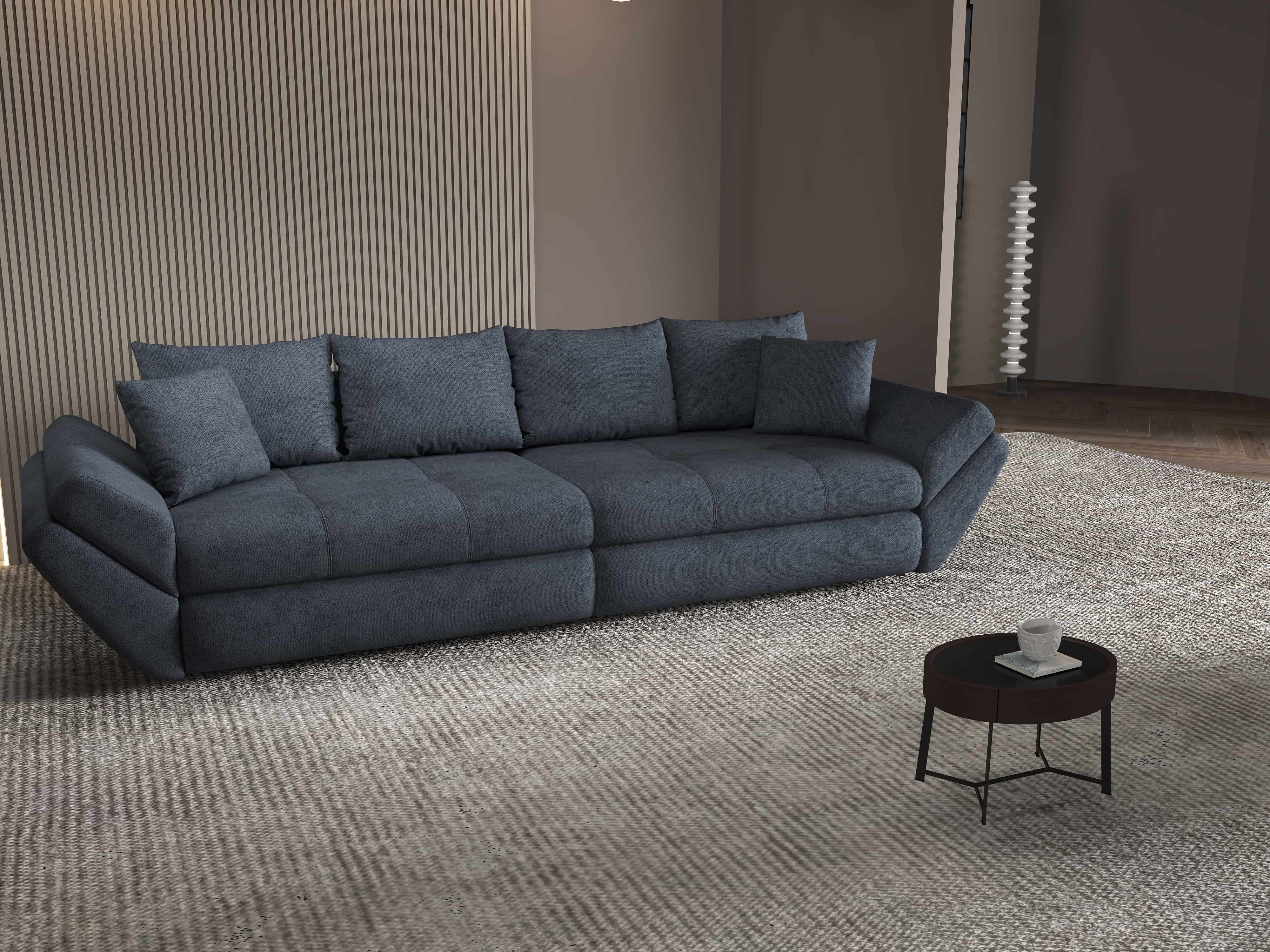 Canapea extensibilă dumonde cu ladă de depozitare si sezut confortabil din spuma HR, Loana Enjoy Antracit 300x100 cm Fabrica