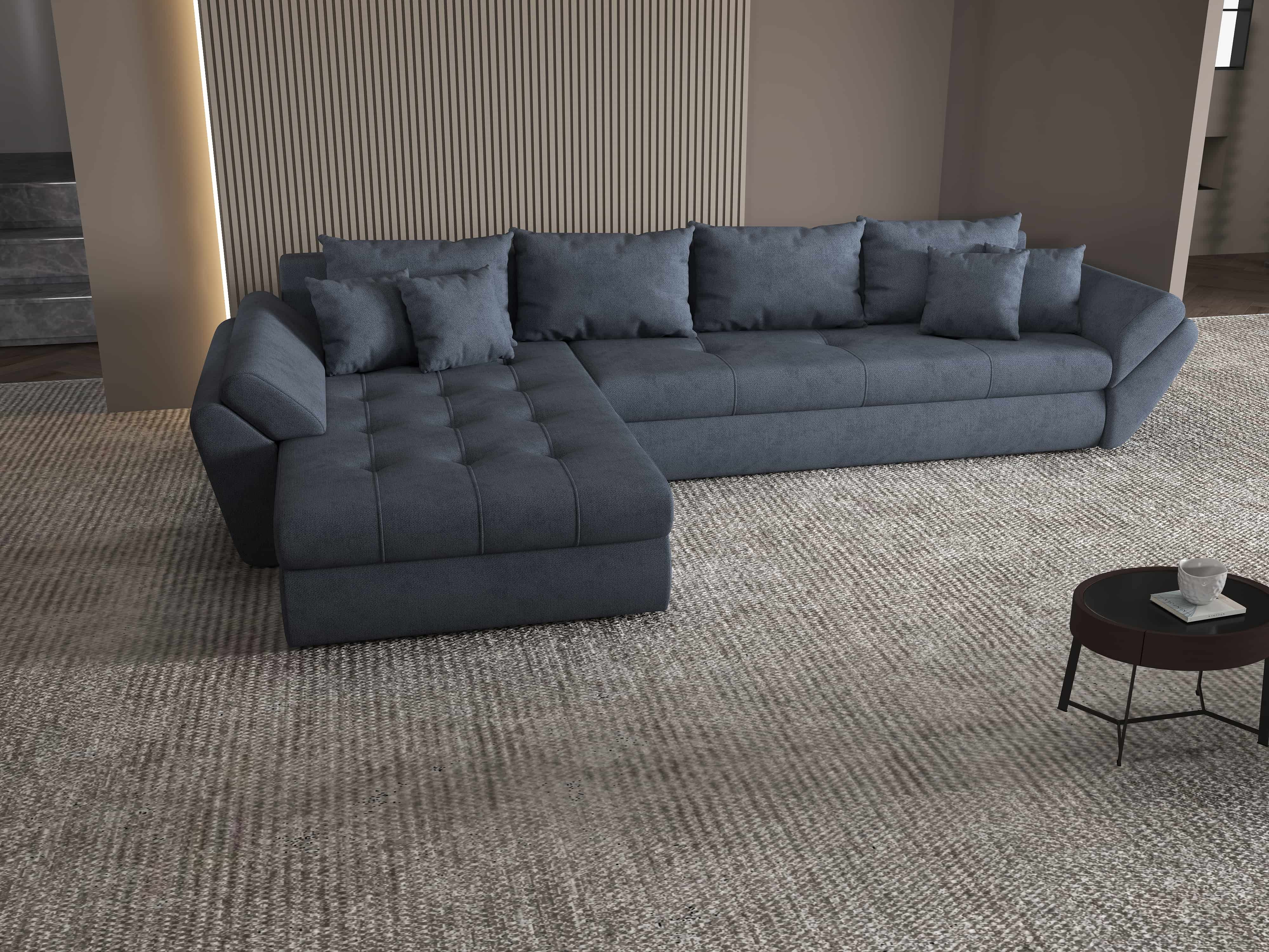 Colțar extensibil dumonde cu ladă de depozitare si sezut confortabil din spuma HR, Loana XL Enjoy Antracit 335x185 cm Fabrica