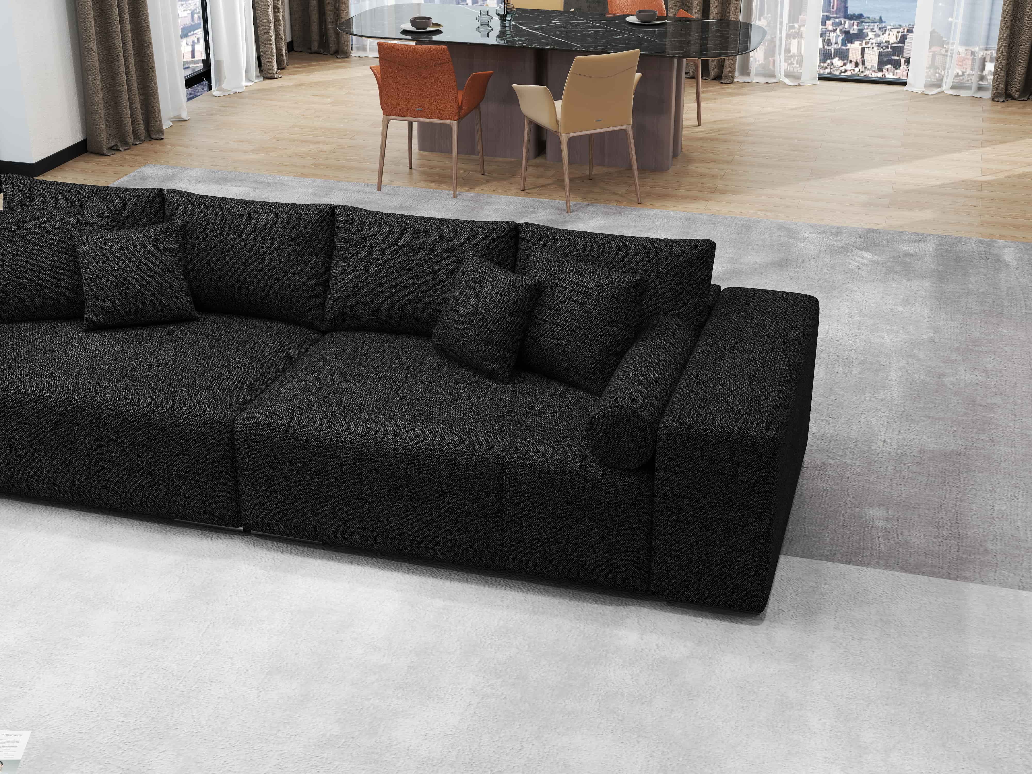 Canapea extensibilă dumonde cu ladă de depozitare si sezut confortabil din spuma HR, Marbela Dark XXL 295x100 cm Fabrica