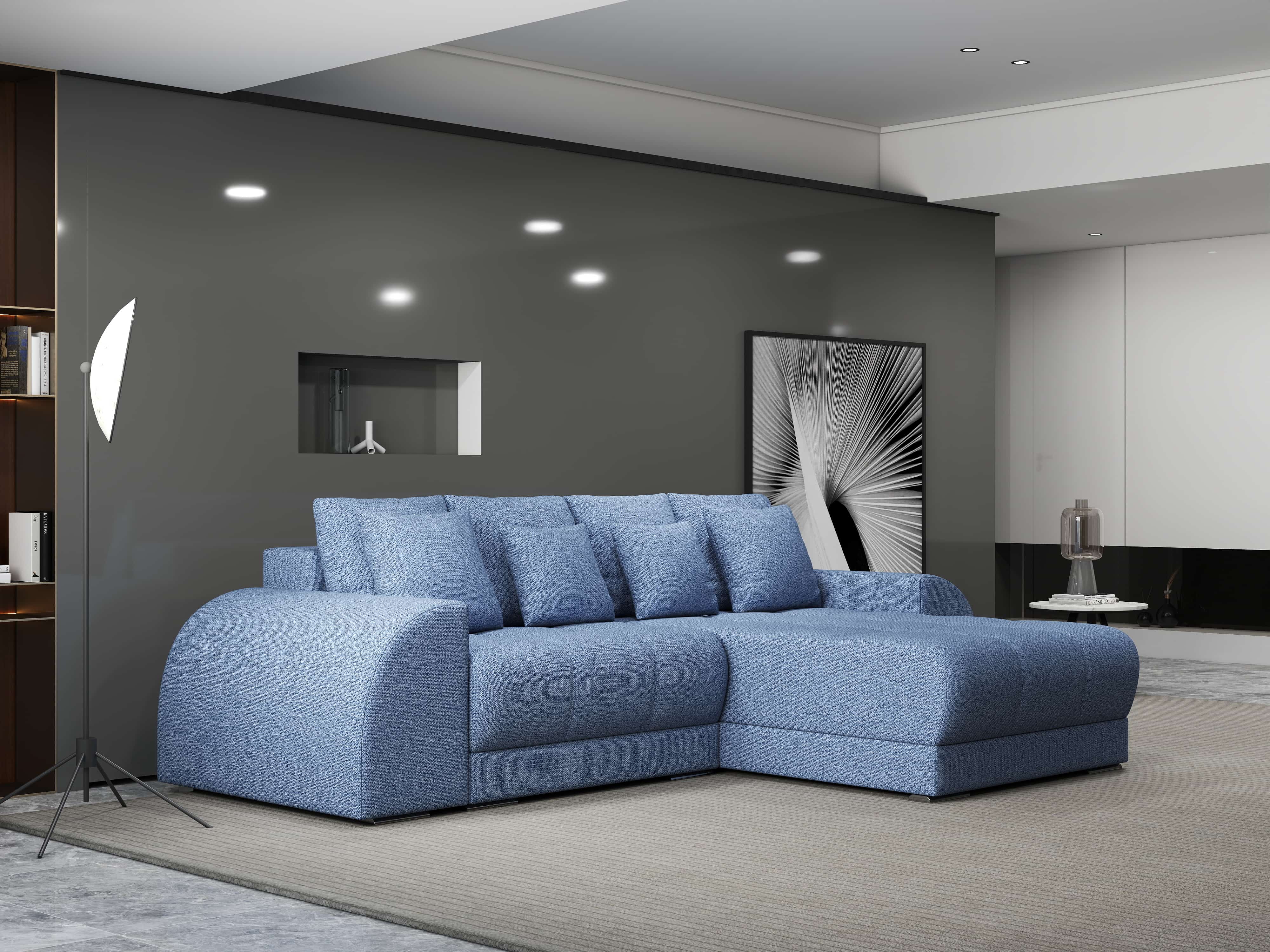 Colțar extensibil dumonde cu ladă de depozitare si sezut confortabil din spuma HR, Verona Enjoy Albastru II 290x185 cm Fabrica