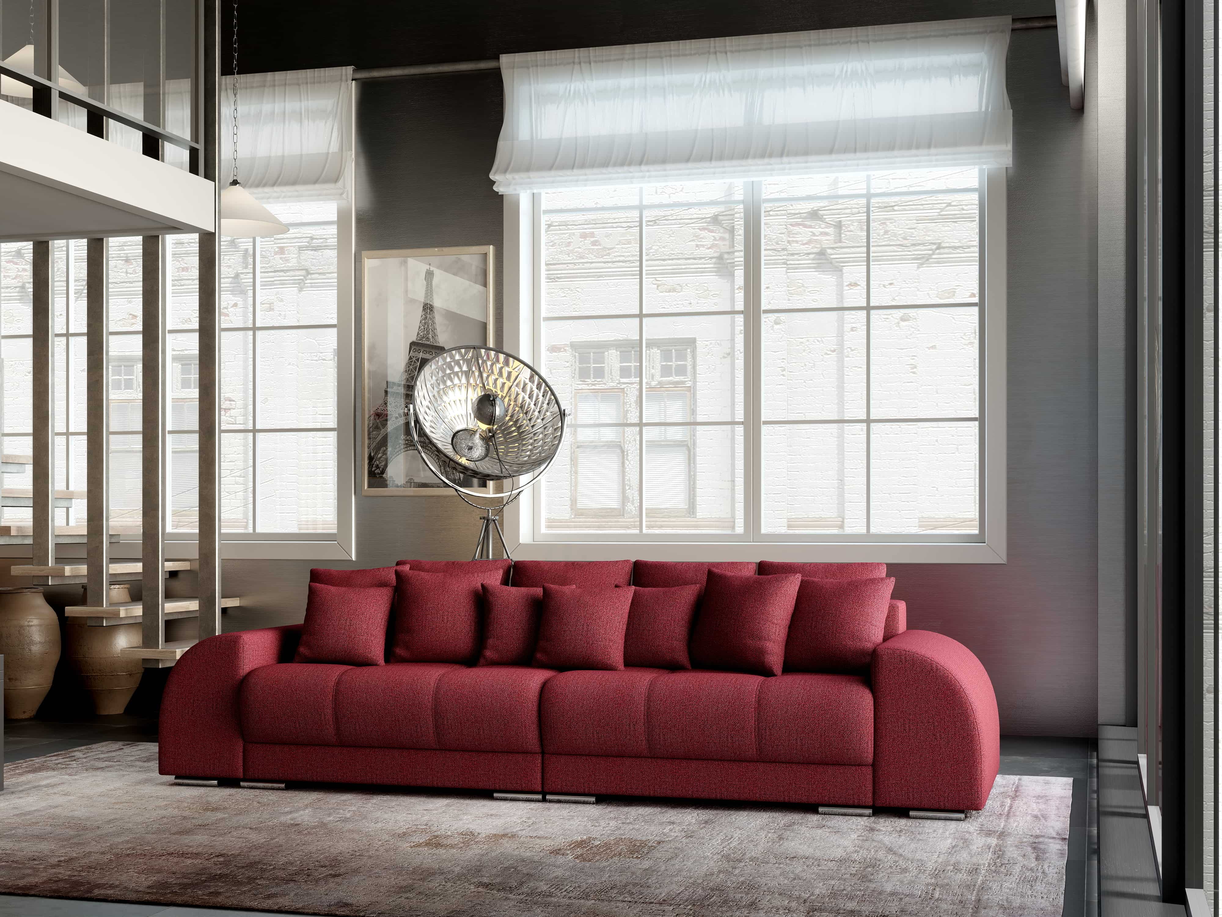Canapea extensibilă dumonde cu 2 lăzi de depozitare si sezut confortabil din spuma HR, Verona Enjoy Red 310x100 cm Fabrica