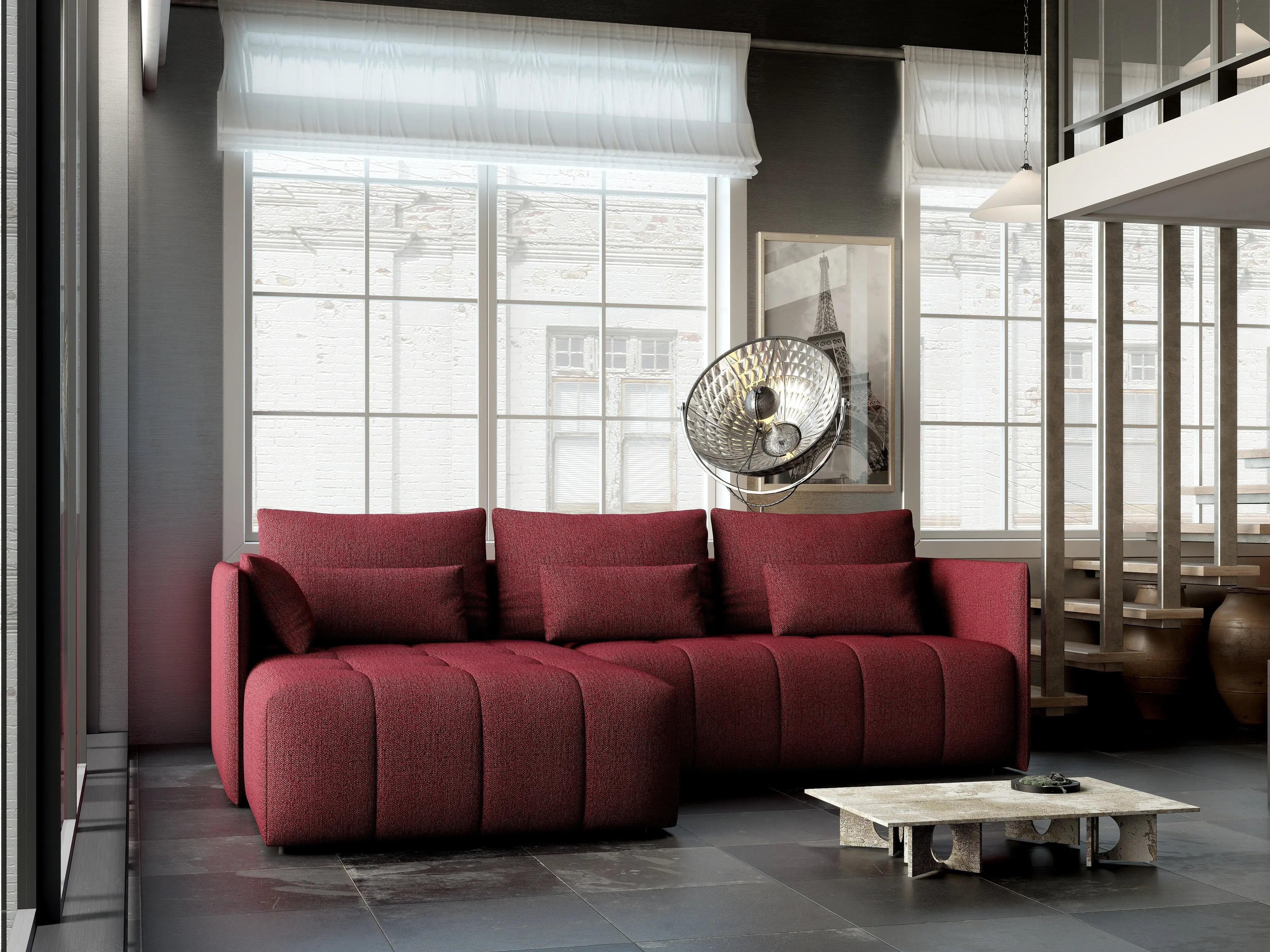 Colțar extensibil dumonde cu ladă de depozitare si sezut confortabil din spuma HR, Malta Enjoy Winery 235x185 cm Fabrica