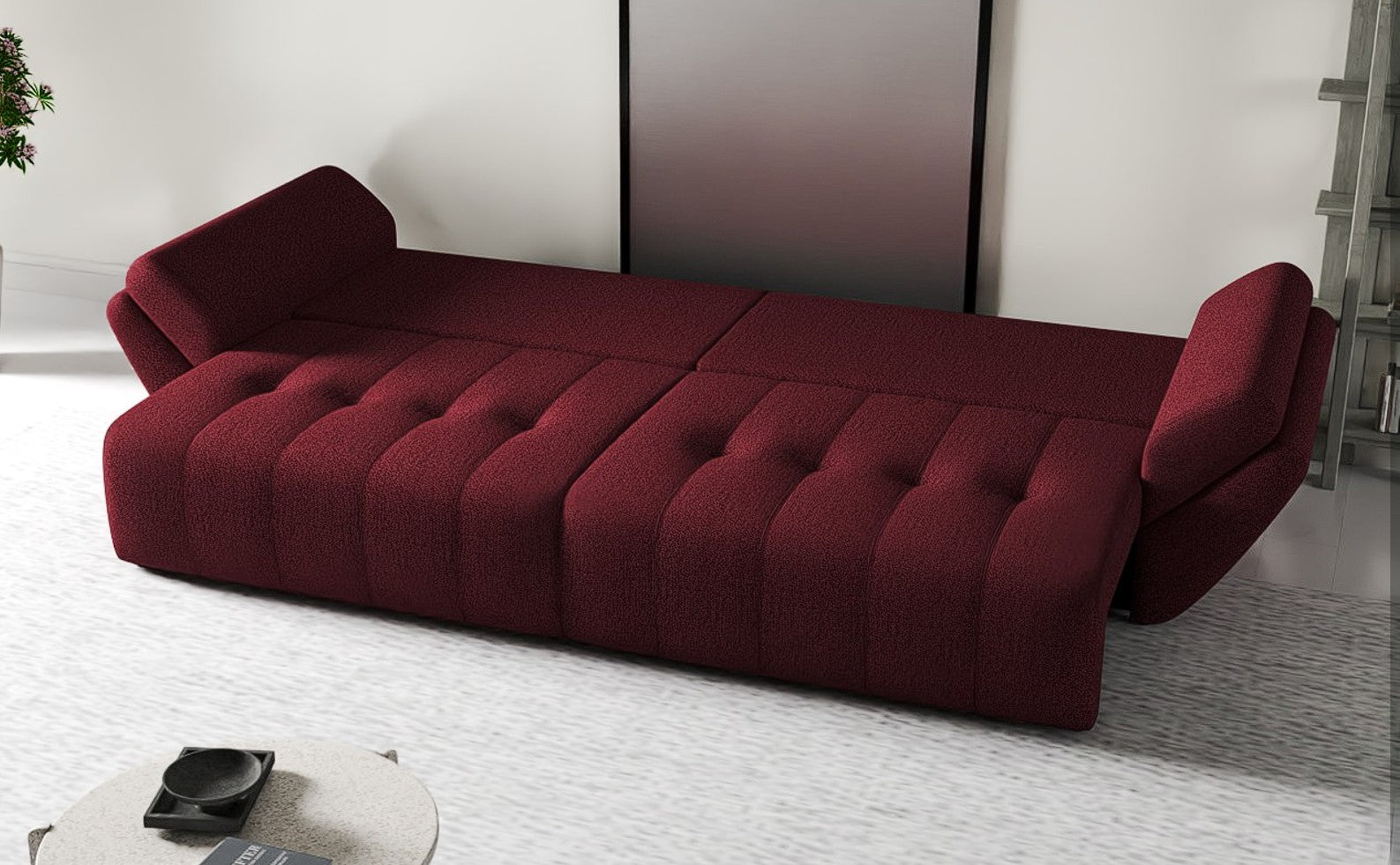 Canapea extensibilă dumonde cu ladă de depozitare si sezut confortabil din spuma HR, Berlin Enjoy Red 300x100 cm Fabrica