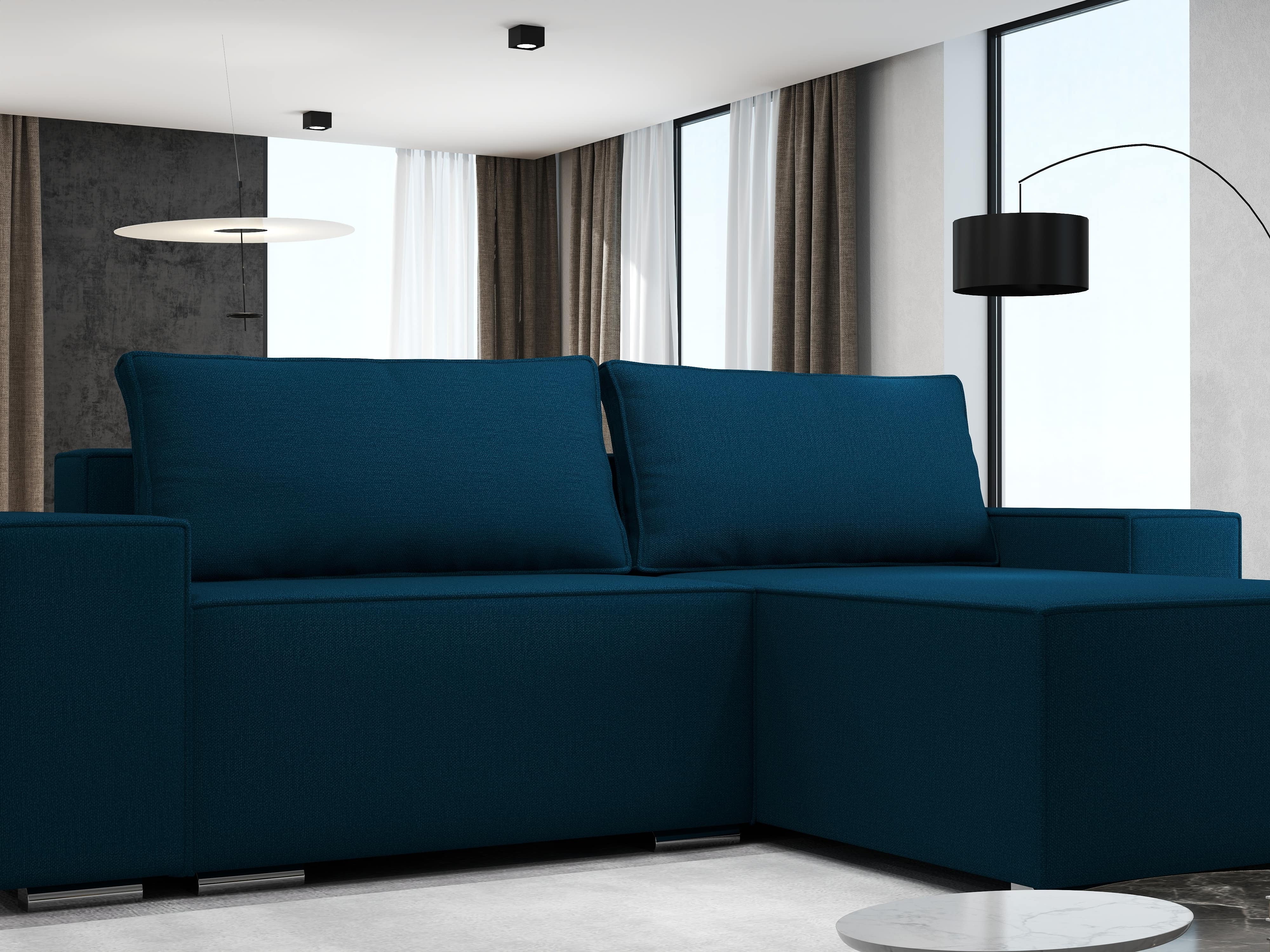 Colțar extensibil dumonde cu ladă de depozitare si sezut confortabil din spuma HR, Dream Enjoy Petrol 290x185 cm II Fabrica