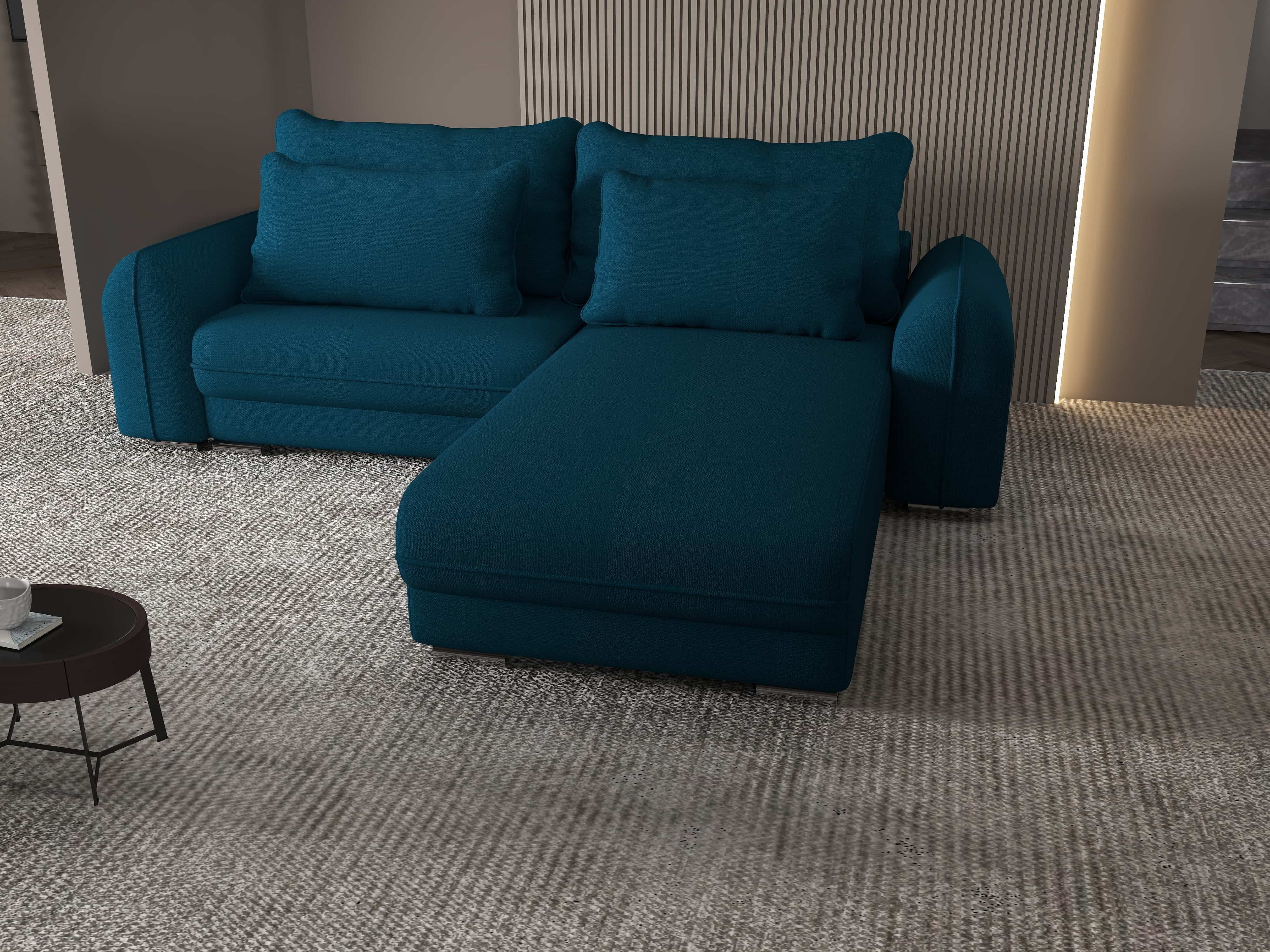 Colțar extensibil dumonde cu ladă de depozitare si sezut confortabil din spuma HR, Denver Enjoy Petrol 275x185 cm II Fabrica