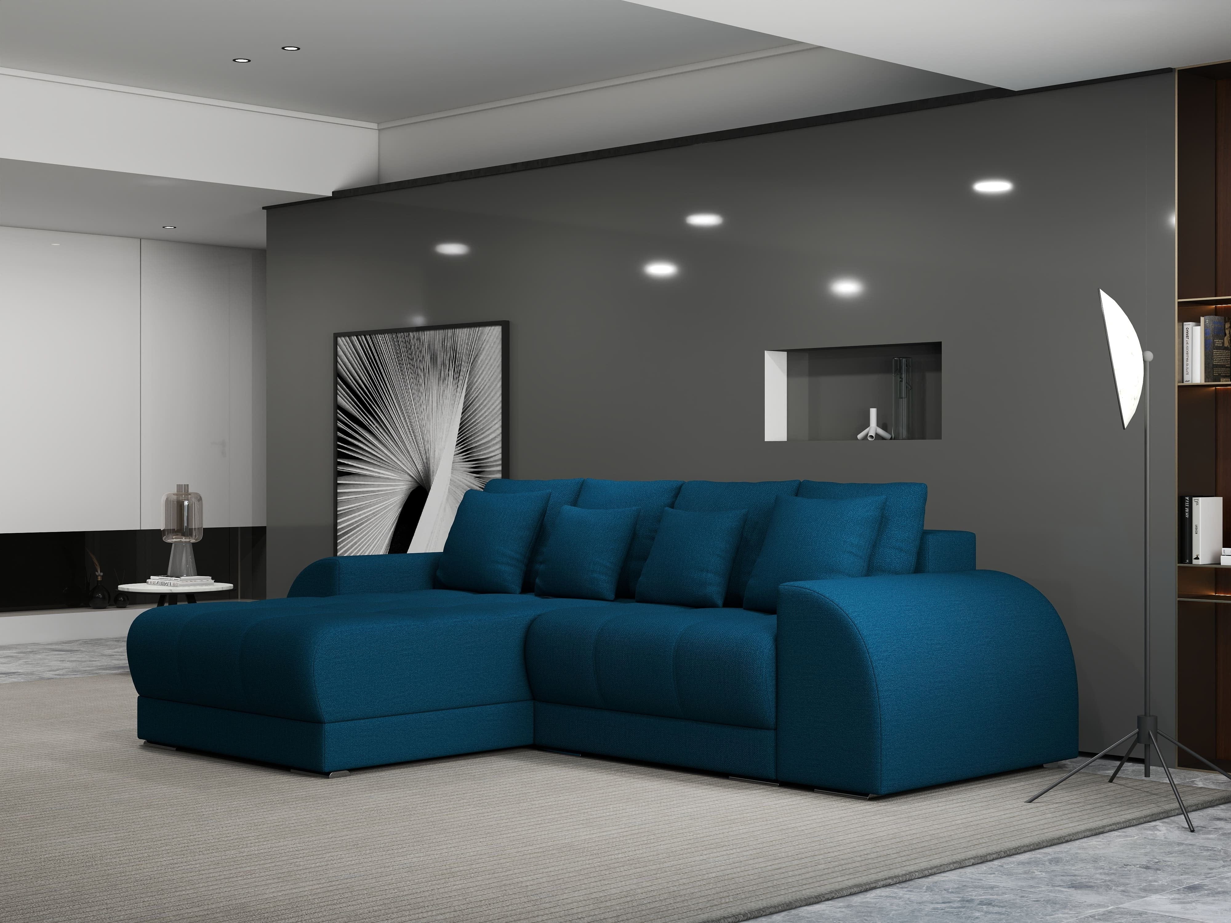 Colțar extensibil dumonde cu ladă de depozitare si sezut confortabil din spuma HR, Verona Enjoy Petrol 290x185 cm Fabrica