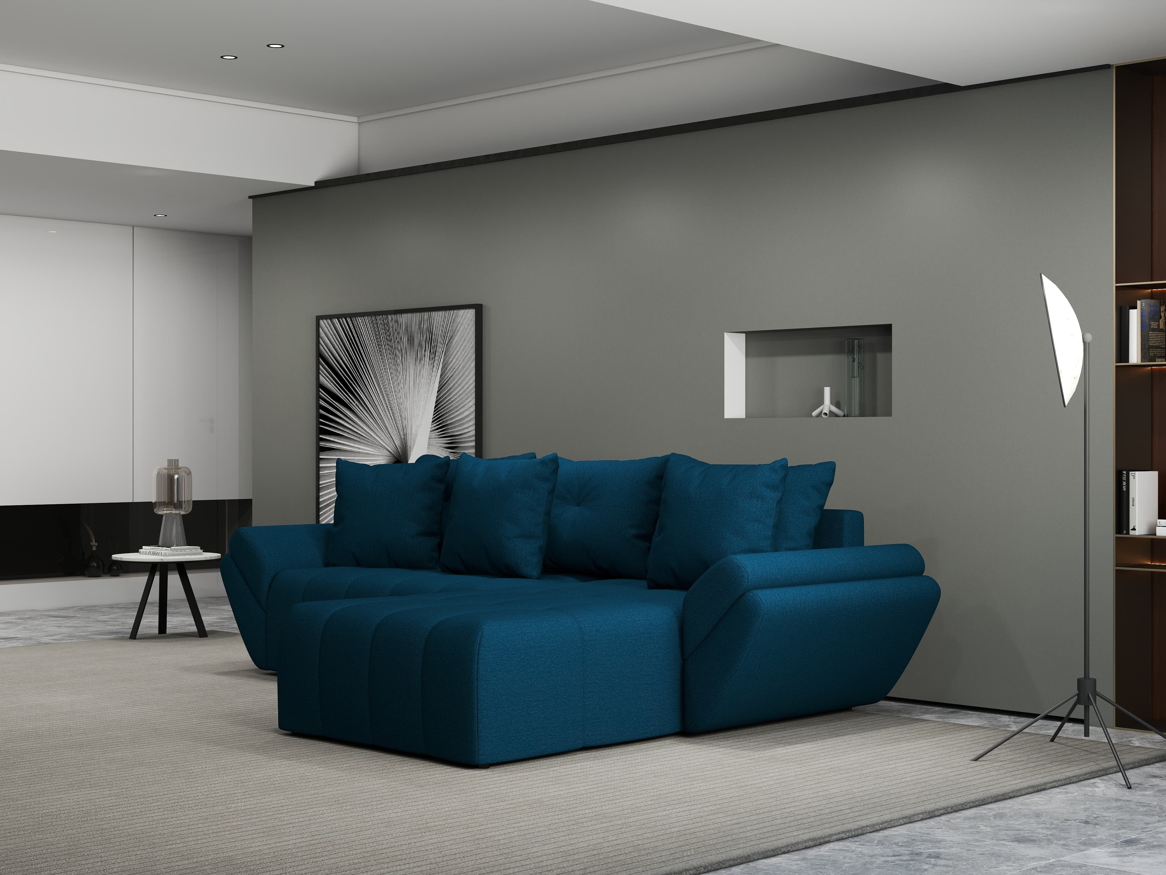 Colțar extensibil dumonde cu ladă de depozitare si sezut confortabil din spuma HR, Berlin Enjoy Petrol 280x185 cm II Fabrica