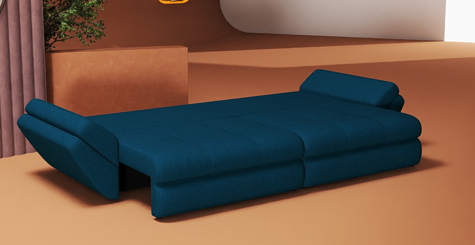 Canapea extensibilă dumonde cu ladă de depozitare si sezut confortabil din spuma HR, Loana Enjoy Petrol 300x100 cm Fabrica